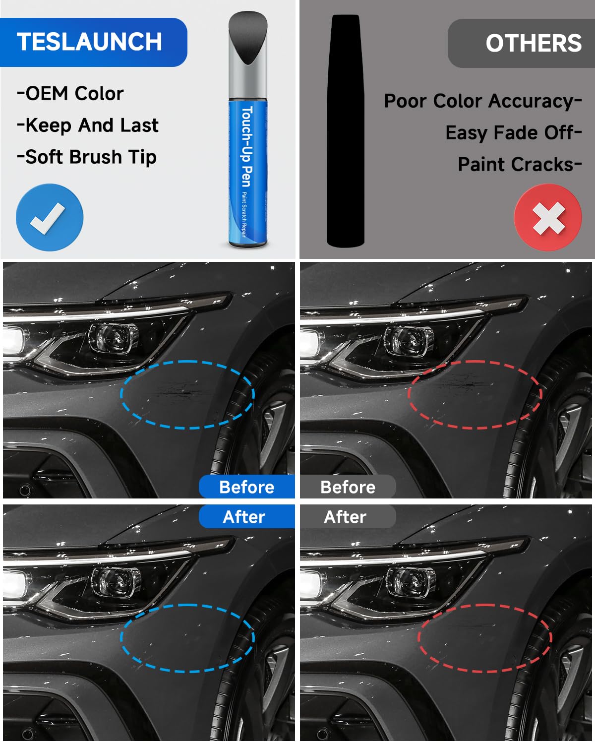 RSACET Touch Up Paint - Carbon Steel Pearl (LA9W/1K) - 0.41 Fl Oz - Compatible with Volkswagen Golf/G Scratch Repair
