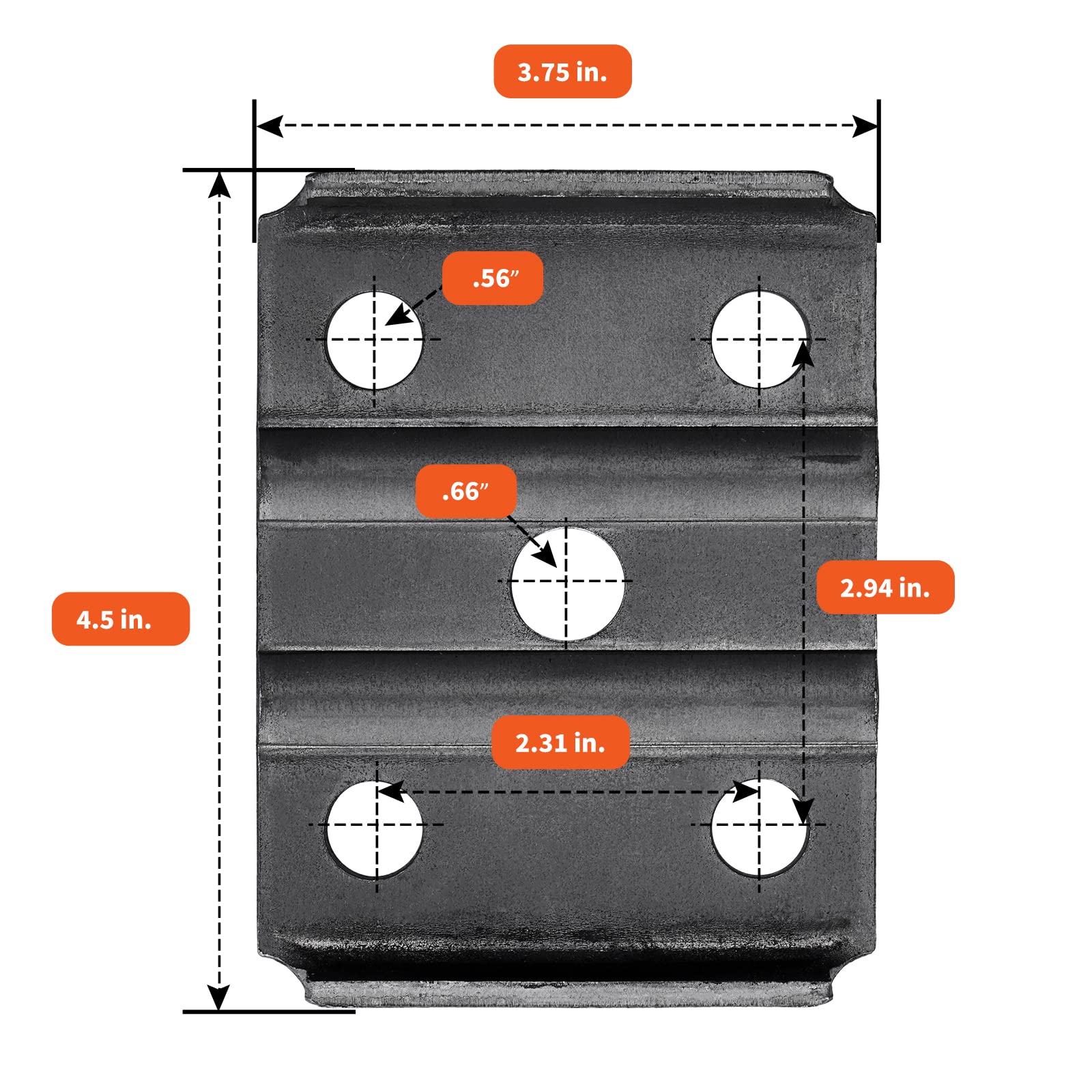 Sparkwhiz Trailer U Bolt Kit, 5-1/2 Inch U Bolt For 3,500 Lb Trailer Axle, 2-3/8' Round Axle, 1/2” Diameter, 2' Thread Pitch