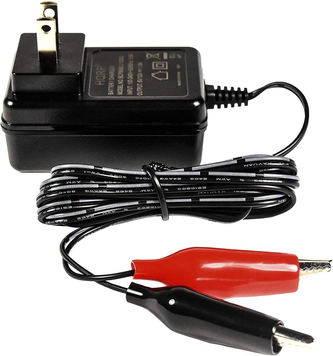 HQRP 6V/12V Smart Battery Charger for Car, Truck, Motorcycle - Black, Model 887774410131941, Sealed Lead Acid Maintainer with Alligator Clips