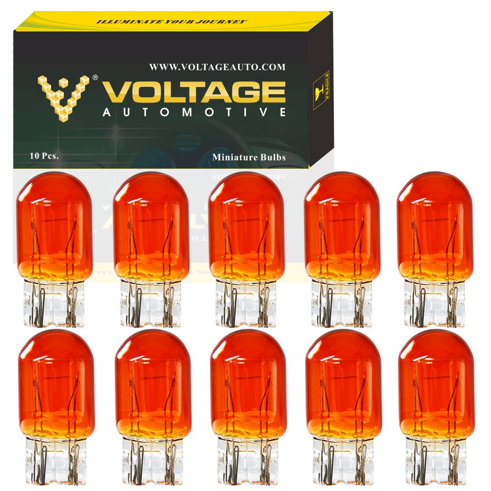 Voltage Automotive (10 Pack) 7443A 7443NA 7443 Amber Automotive Brake Light Turn Signal Side Marker Light Bulb