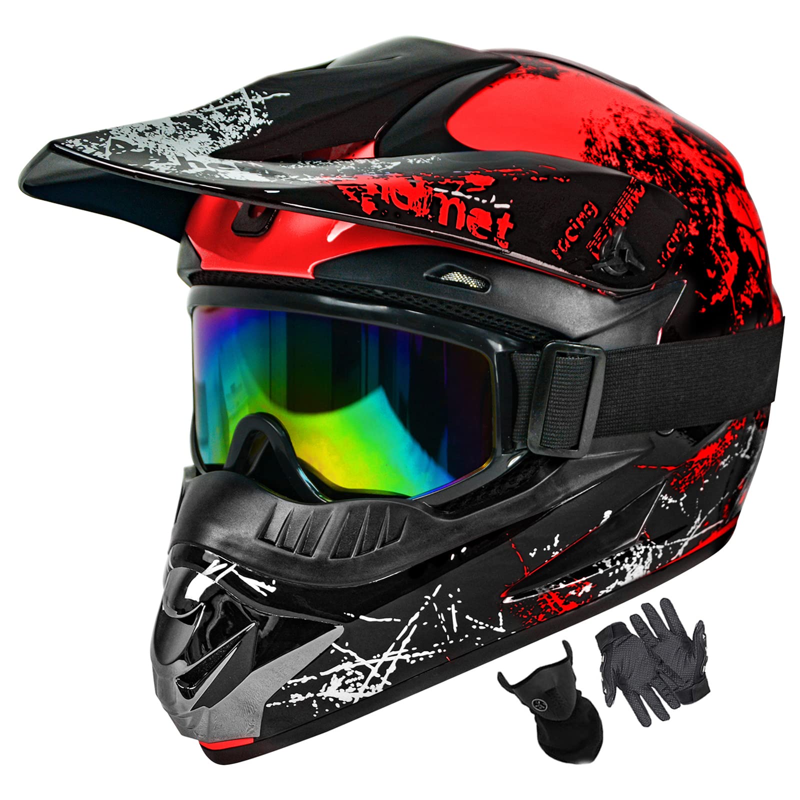 Sanqing Dirt Bike Helmets Youth Motocross, Motorcycle, Bmx, Atv, Off-Road, Four Wheeler, Adult Moutain Bike Helmets Dot Approved