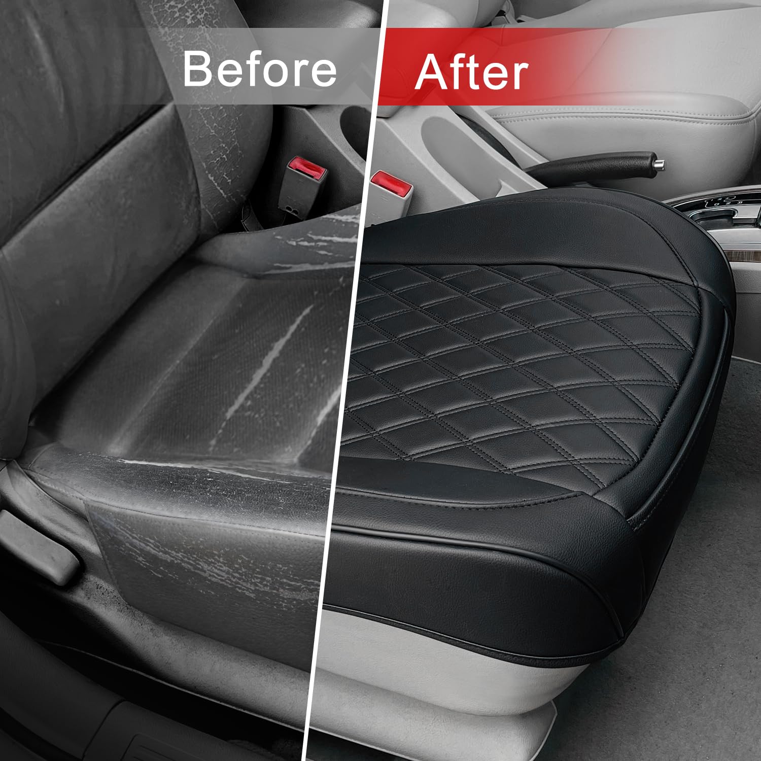 1 Pack Leather Front Car Seat Cover Bottom Car Seat, Anti-Slip And Full Wrap Driver Car Seat Protectors, Luxury Waterproof Botto