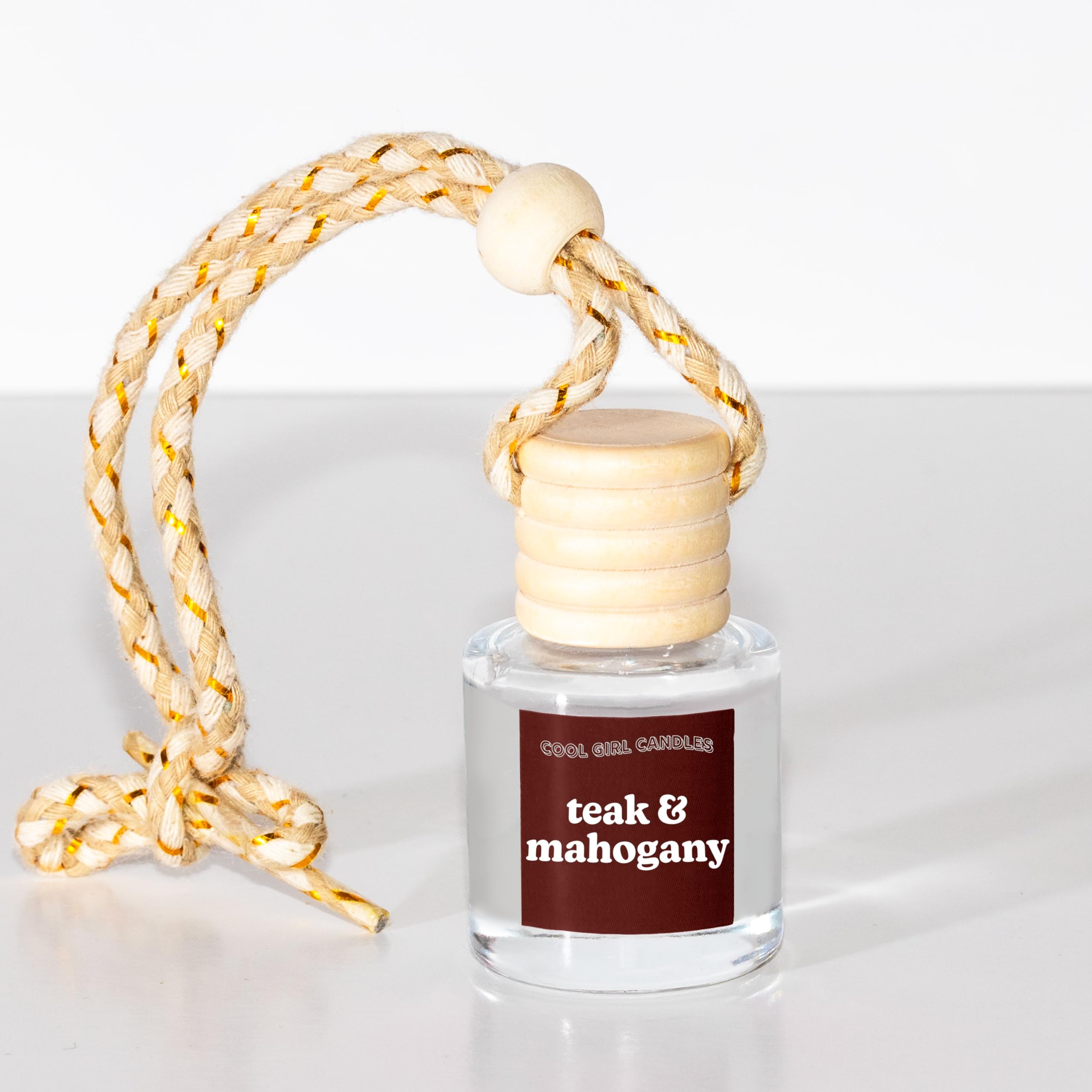Coolgirlcandles Teakwood + Mahogany Car Air Hanging Fragrance Oil Diffuser Car Air Freshener Diffuser For Essential Oils, Scents
