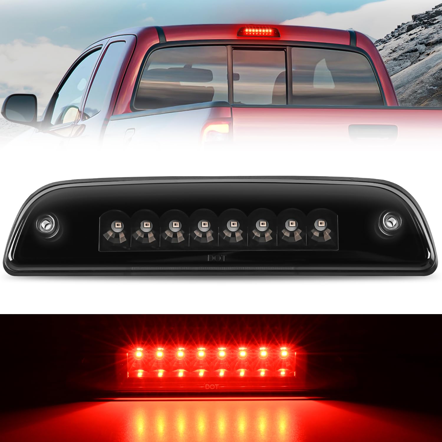 Nilight Third Brake Light High Mount 3Rd Stop Led Lighting Compatible With Toyota Tacoma 1995-2016 Pickup Rear Cab Center Tail L