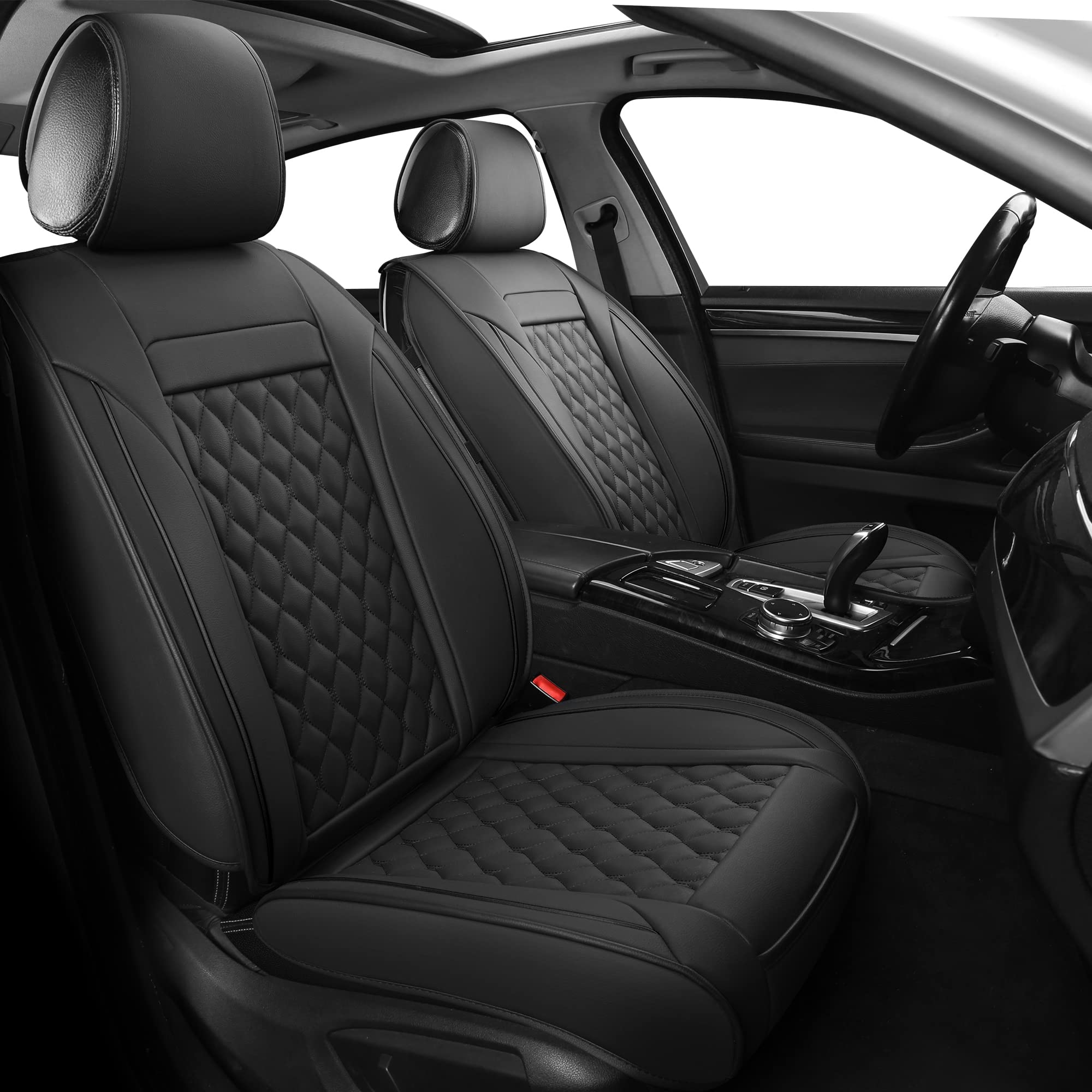 Leather Car Seat Covers Full Set,Universal Fit For Most Cars,Suv,Sedans And Pick-Up Trucks,Automotive Vehicle Faux Leather Cushi