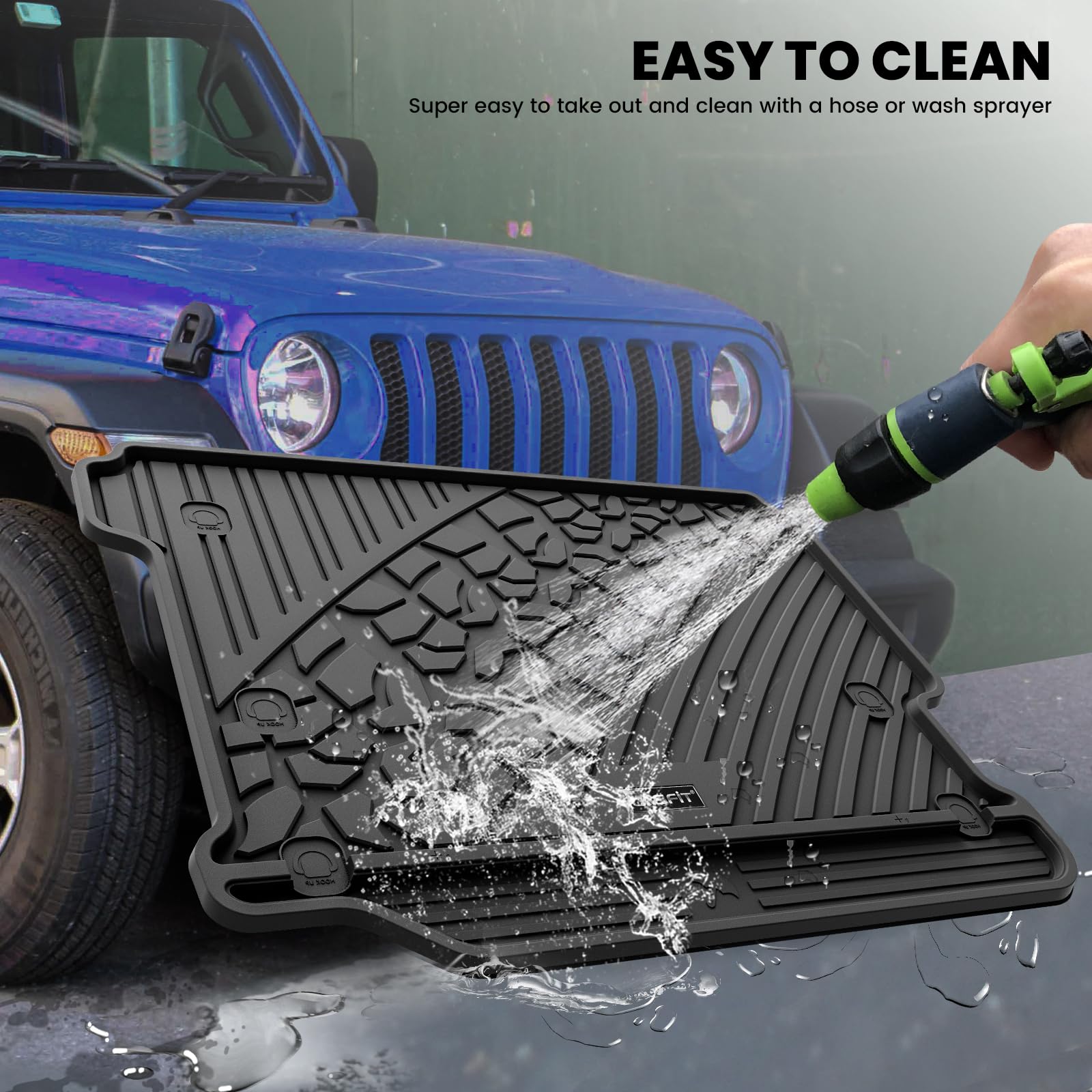 LASFIT Trunk Mat for Jeep Wrangler JL 2018-2025, All Weather TPE, Black, 36*9*9, Custom Fit Cargo Mat for Flat Load Floor