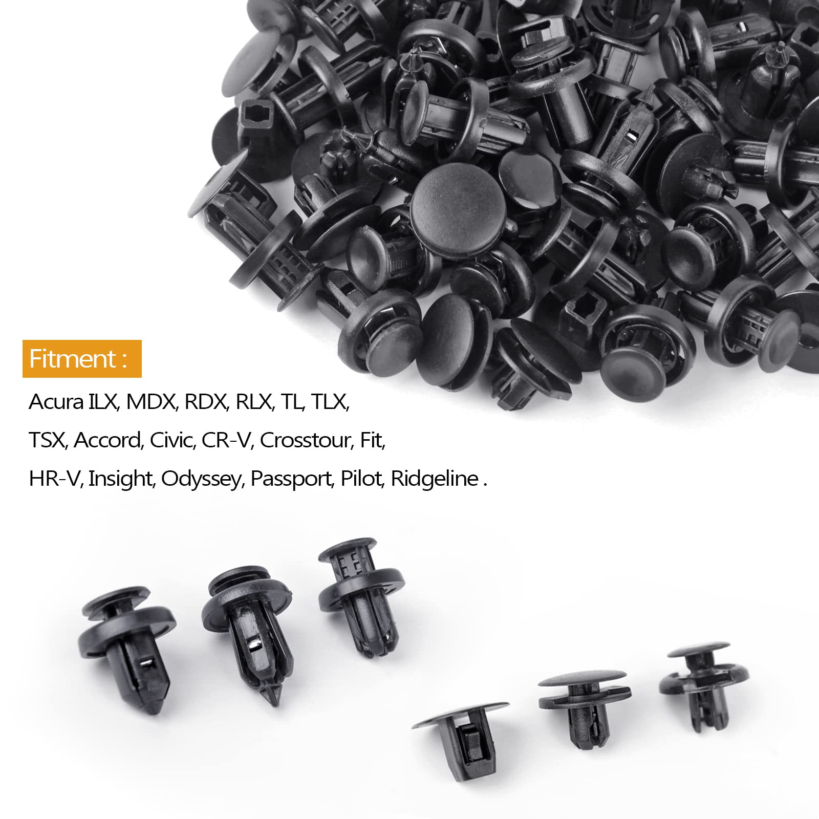 Xislet 6 in 1 Fender Liner Retainer Clips 90682-SEA-003, Front Bumper Fastener 91512-SX0-003, Push-Type Plastic Rivet 91505-S9A-