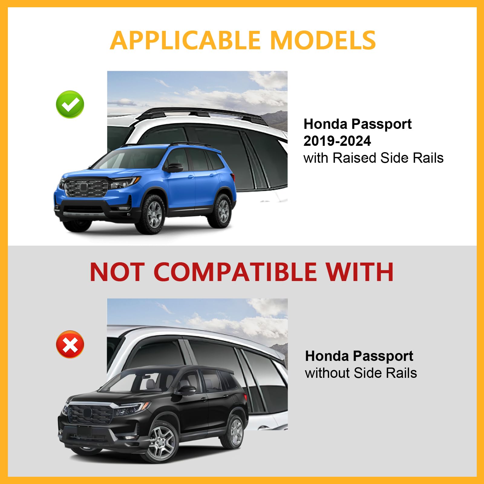 Tuyoung 220lbs Lockable Roof Rack Cross Bars Compatible with Honda Passport 2019 2020 2021 2022 2023 2024 2025 with Raised Rails