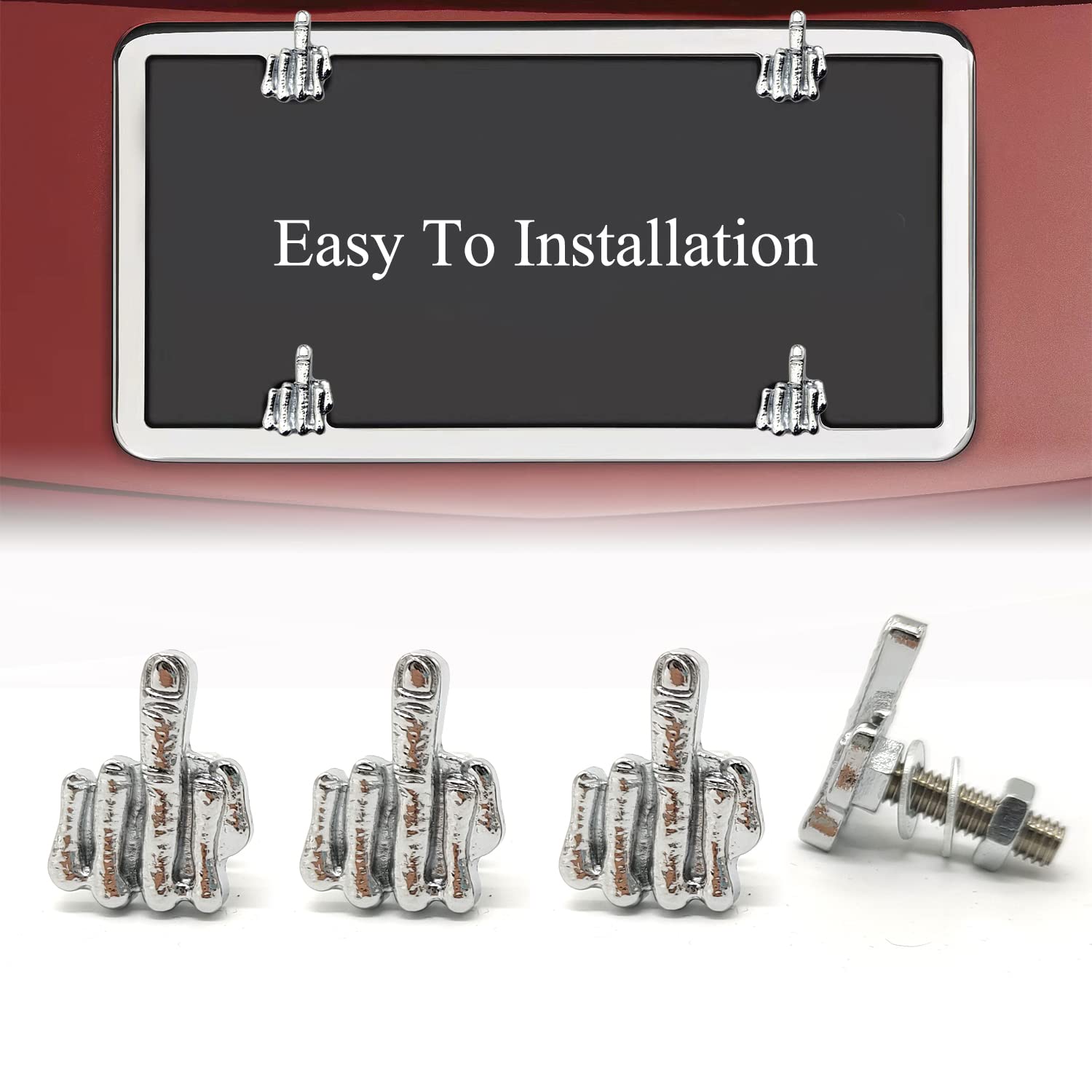 License Plate Bolts, 4 Pcs Stainless Steel License Plate Screw For Motorcycle Chopper Car Tag Frame Windshield Trim (Silver)