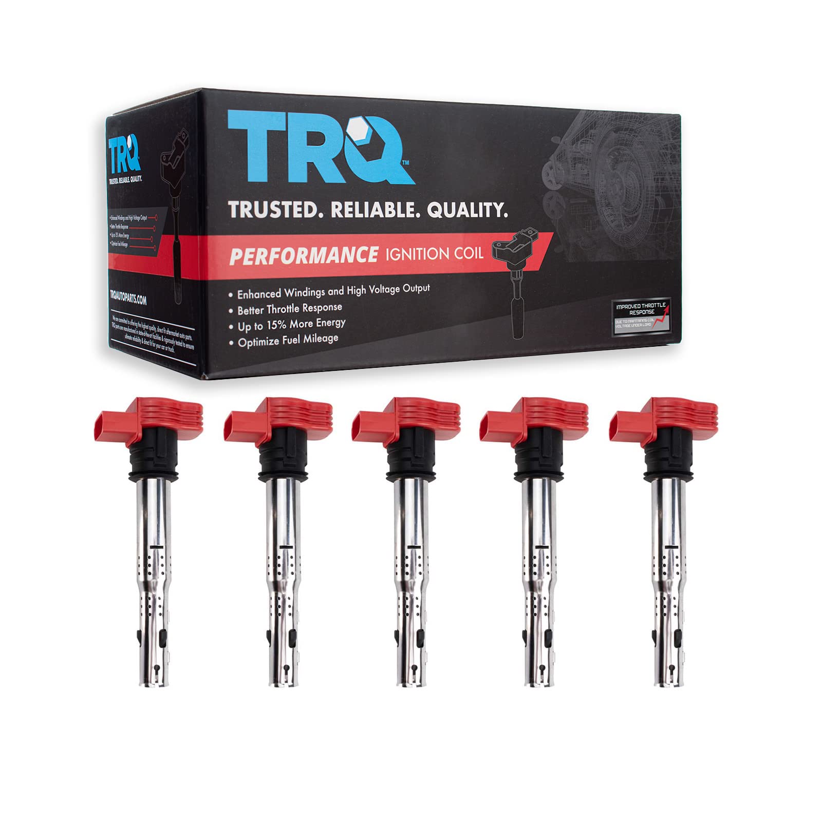 TRQ Ignition Coil Set Compatible with 2012-2013 Audi TT RS Quattro 2006-2014 Volkswagen Beetle 2010-2014 Golf 2005-2014 Jetta 20