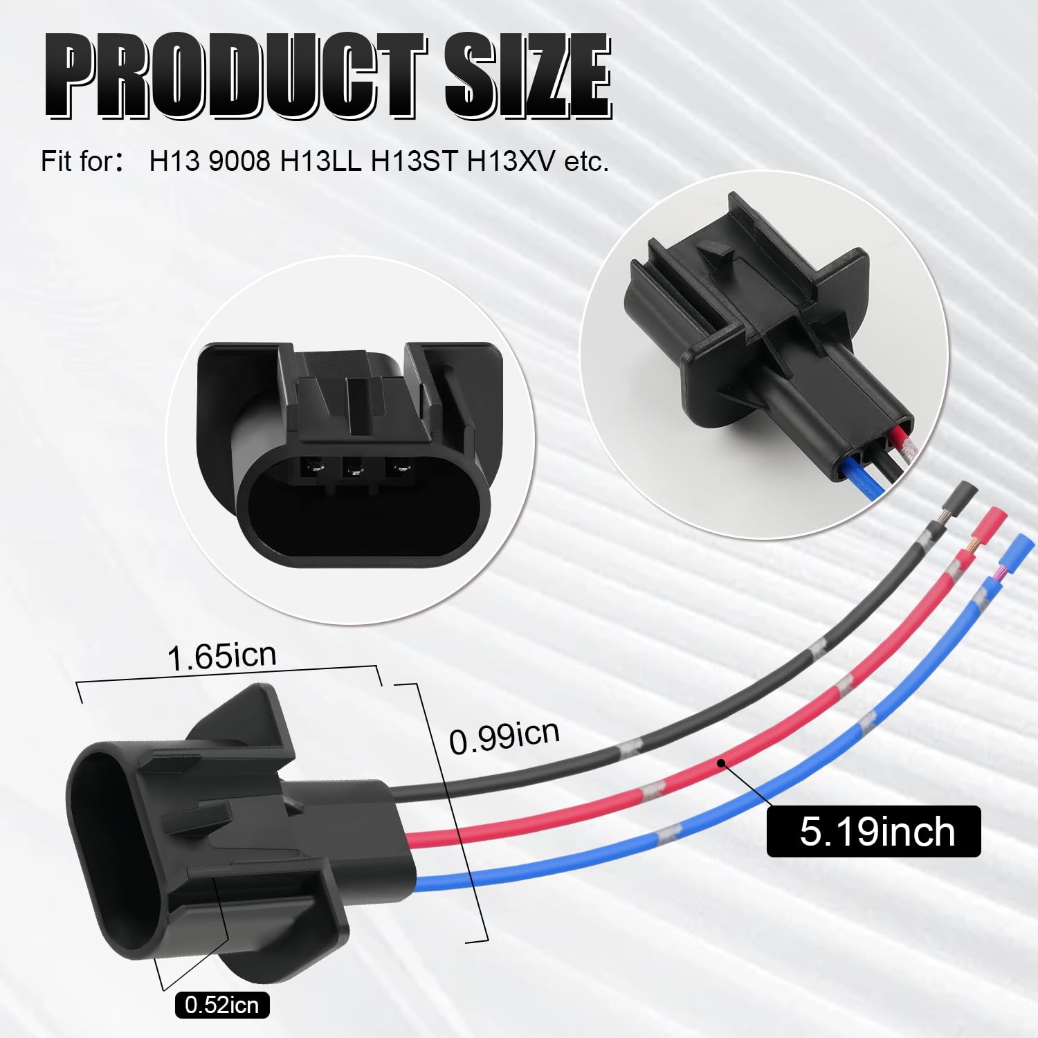 Ibrightstar H13 9008 H13Ll H13St H13Xv Male Nylon Adapter Wiring Harness Sockets Wire For Headlights Or Fog Lights