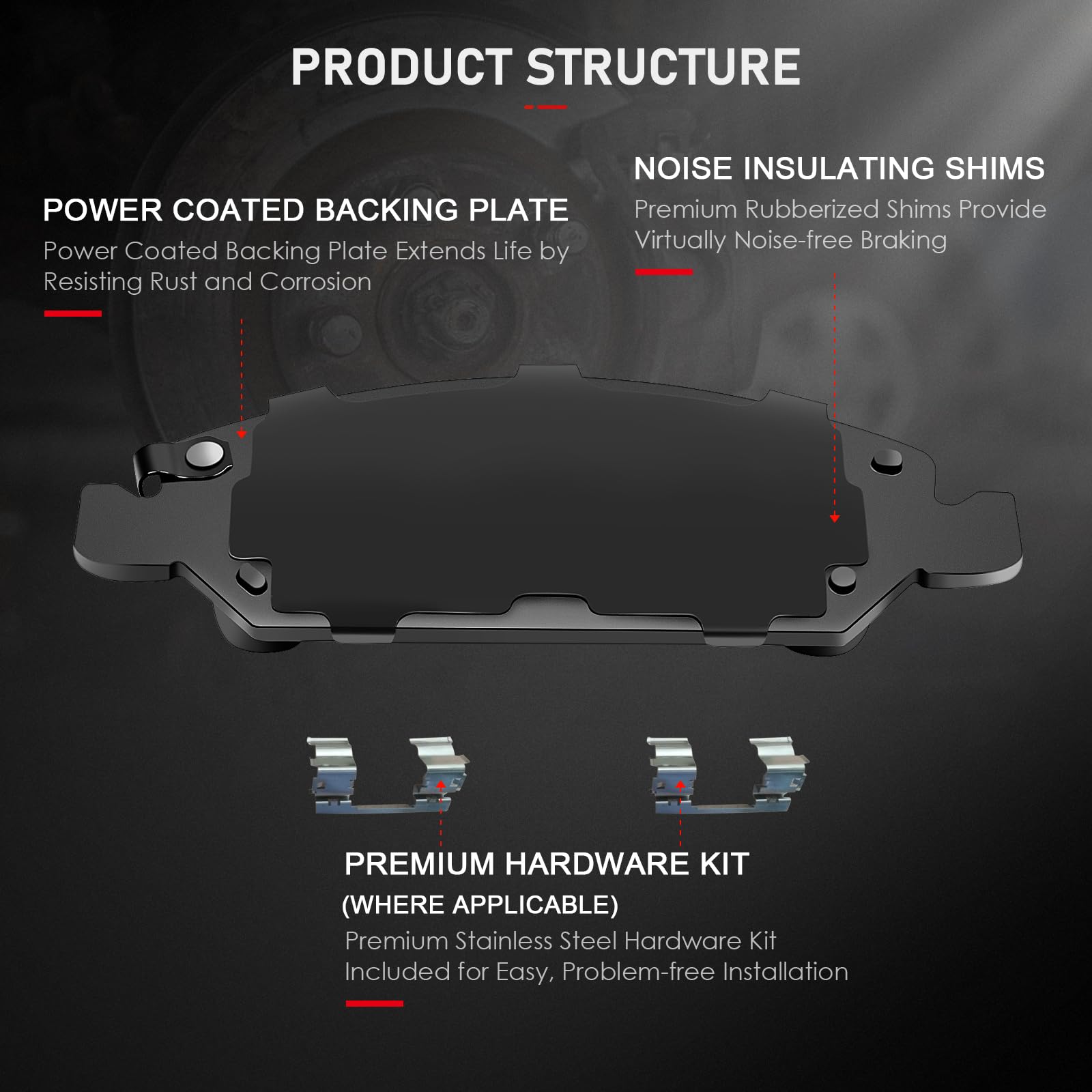Cciyu D1363 Front Semi-Metallic Disc Brake Pads Kit For Cadillac Escalade Escalade Esv Escalade Ext Xts For Chevrolet Avalanche