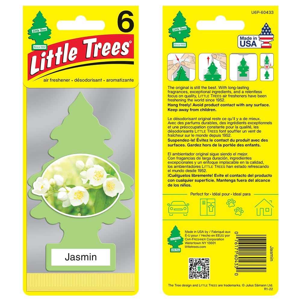 Little Trees Air Fresheners Car Air Freshener. Hanging Tree Provides Long Lasting Scent For Auto Or Home. Jasmin, 24 Air Freshen