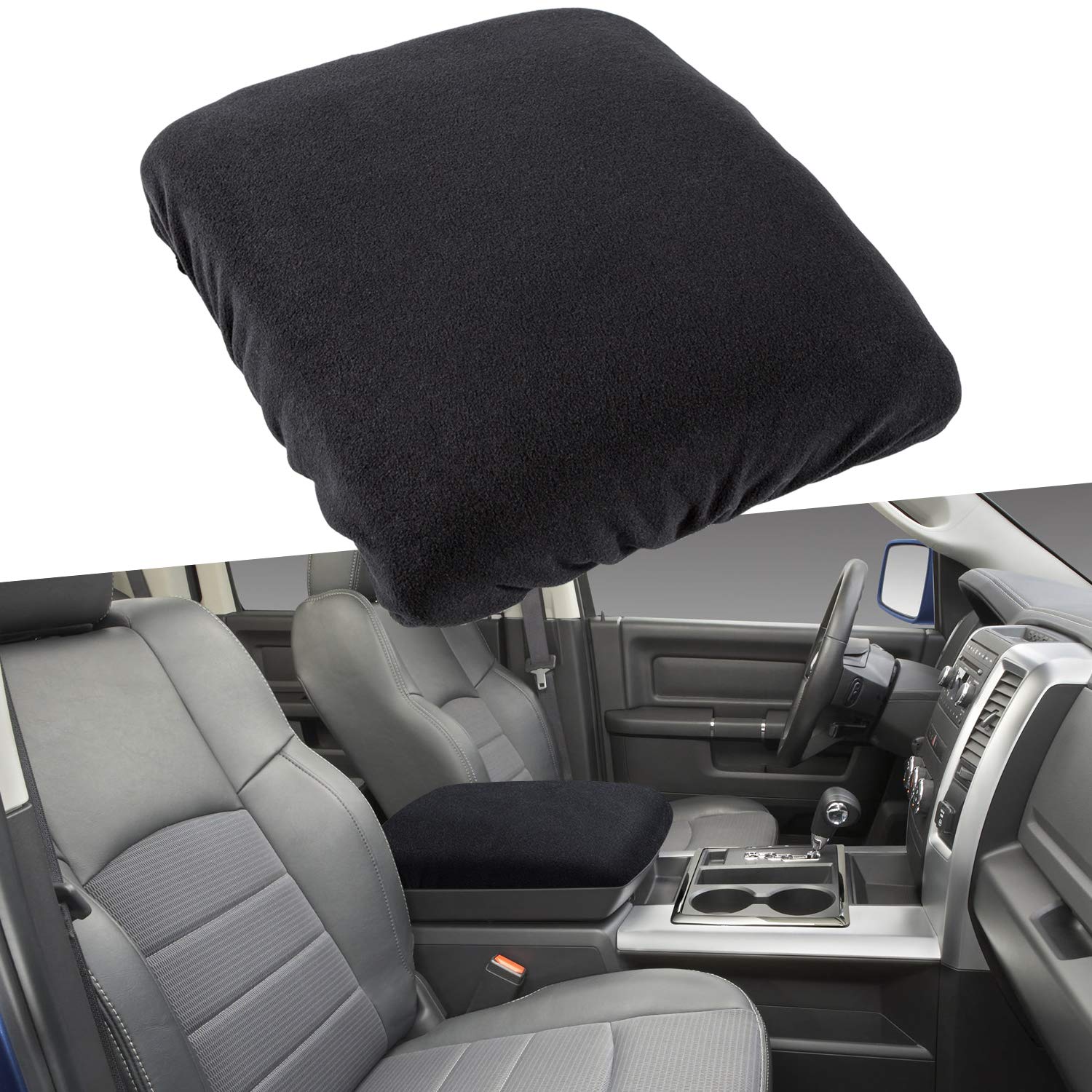 Center Console Armrest Pad Cover For Dodge Ram 1500 2500 3500 4500 5500 Pickup Truck 1993-2023 Black Soft Car Armrest Seat Box P