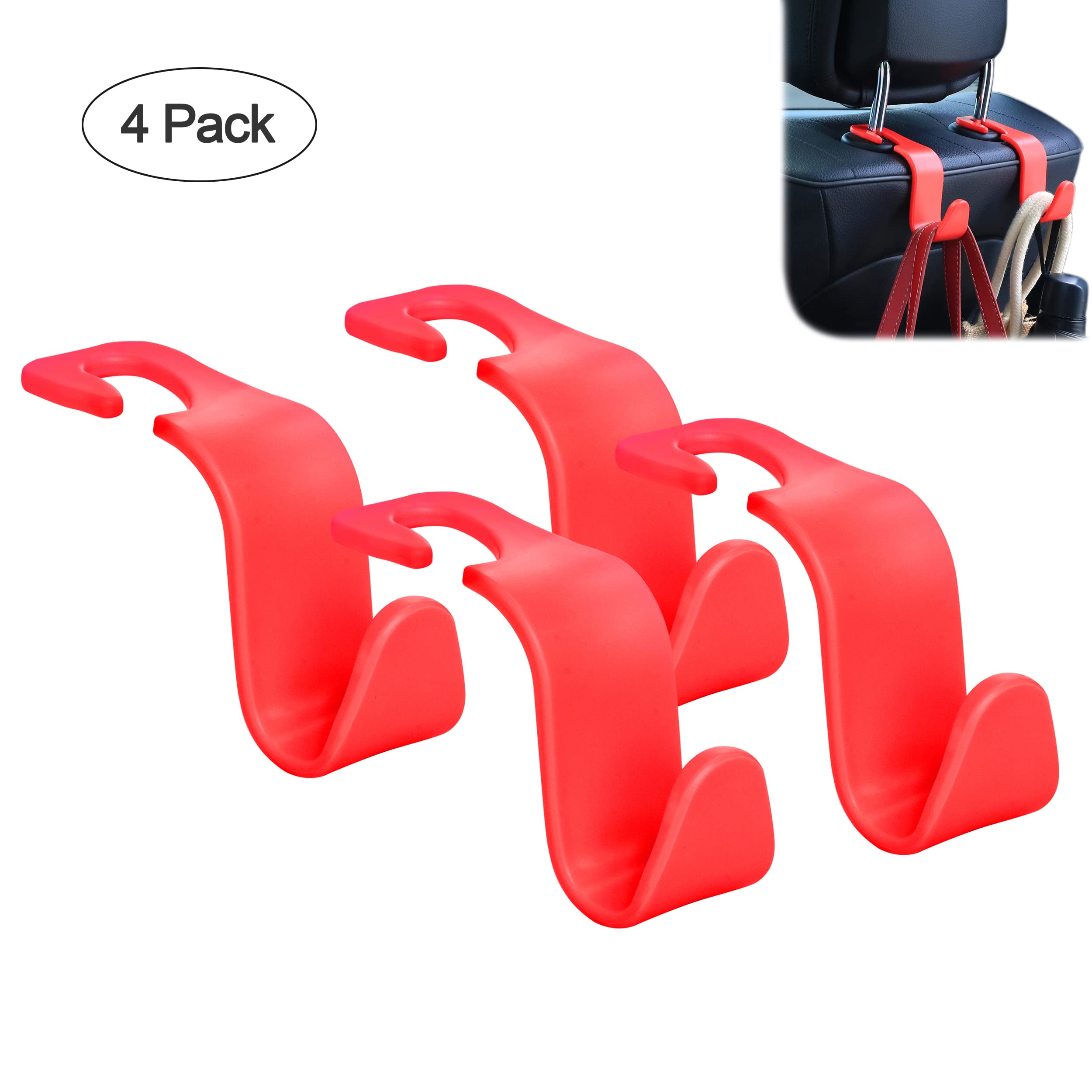 Amooca Car Seat Headrest Hook 4 Pack Hanger Storage Organizer Universal For Handbag Purse Coat Universal Fit Vehicle Car S Type