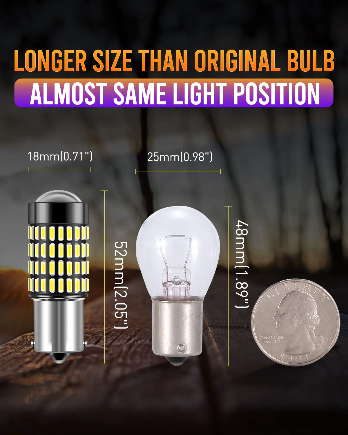 LUYED 1156 1141 LED Bulbs, 3400 Lumens, Xenon White, Pack of 2, Aluminum - Bright Backup/Reverse Tail Lights