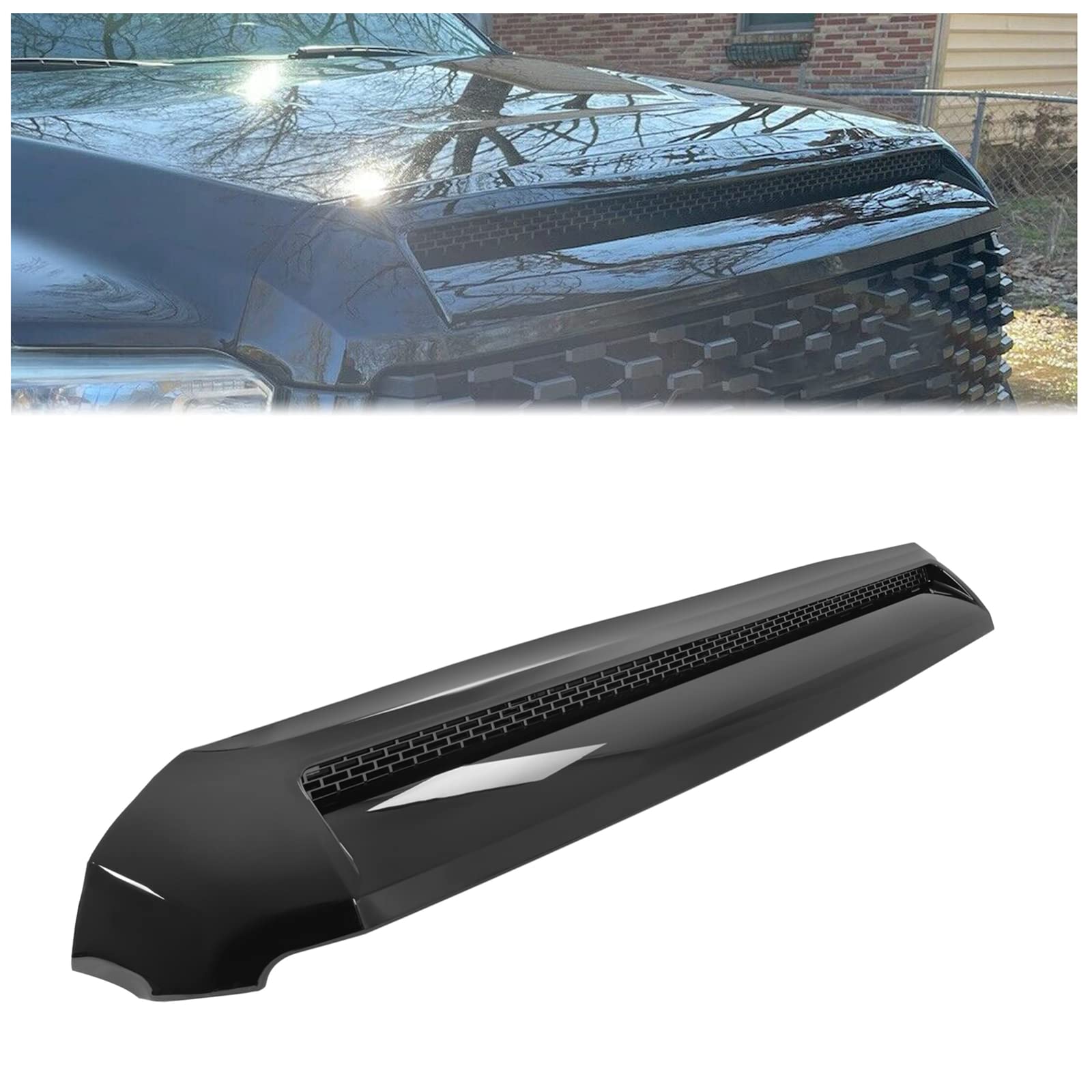 HECASA Hood Bulge Molding for 2014-2021 Toyota Tundra, Silver Color, ABS Material, Model CB-1131