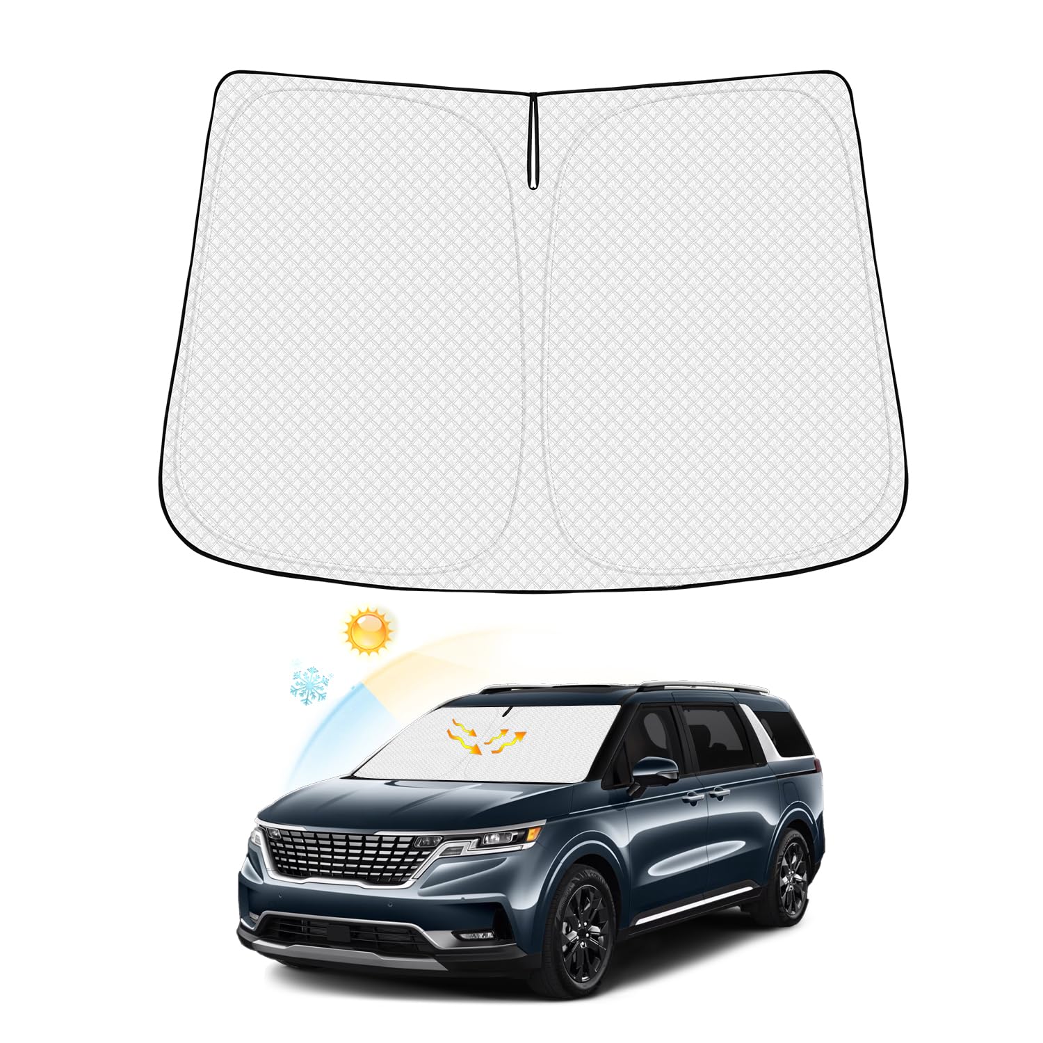 Canvcle Windshield Sun Shade For 2022-2024 2025 Kia Carnival Accessories Thicken 6-Layer Front Window Sunshade Cover Sun Visor P