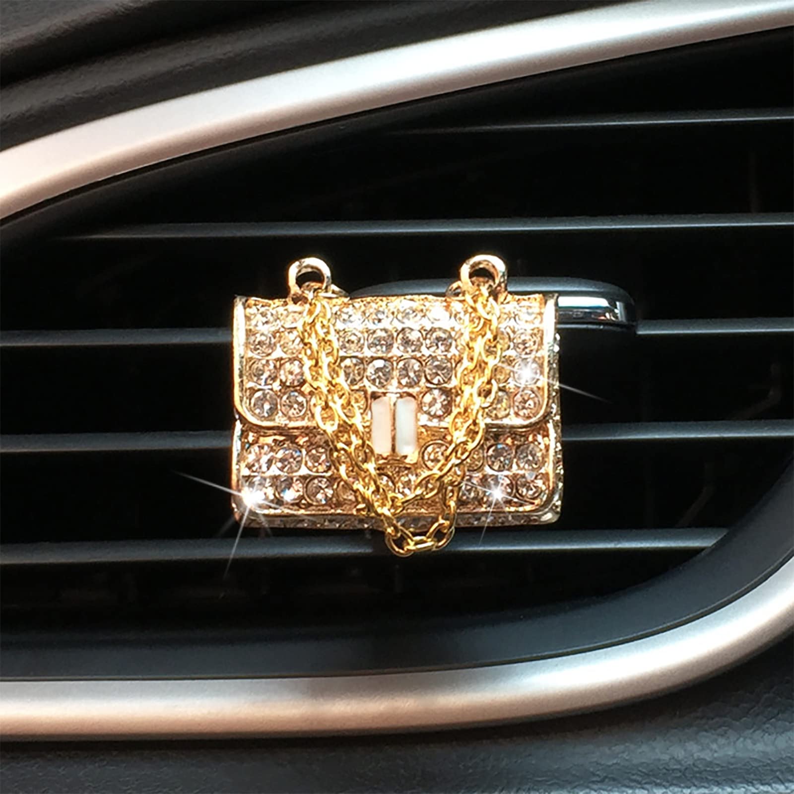 2 Pieces Crystal High Heel Shoe And Bag Air Vent Clips Rhinestone Car Air Freshener Clip Bling Car Clip Gift Decorations Charm C