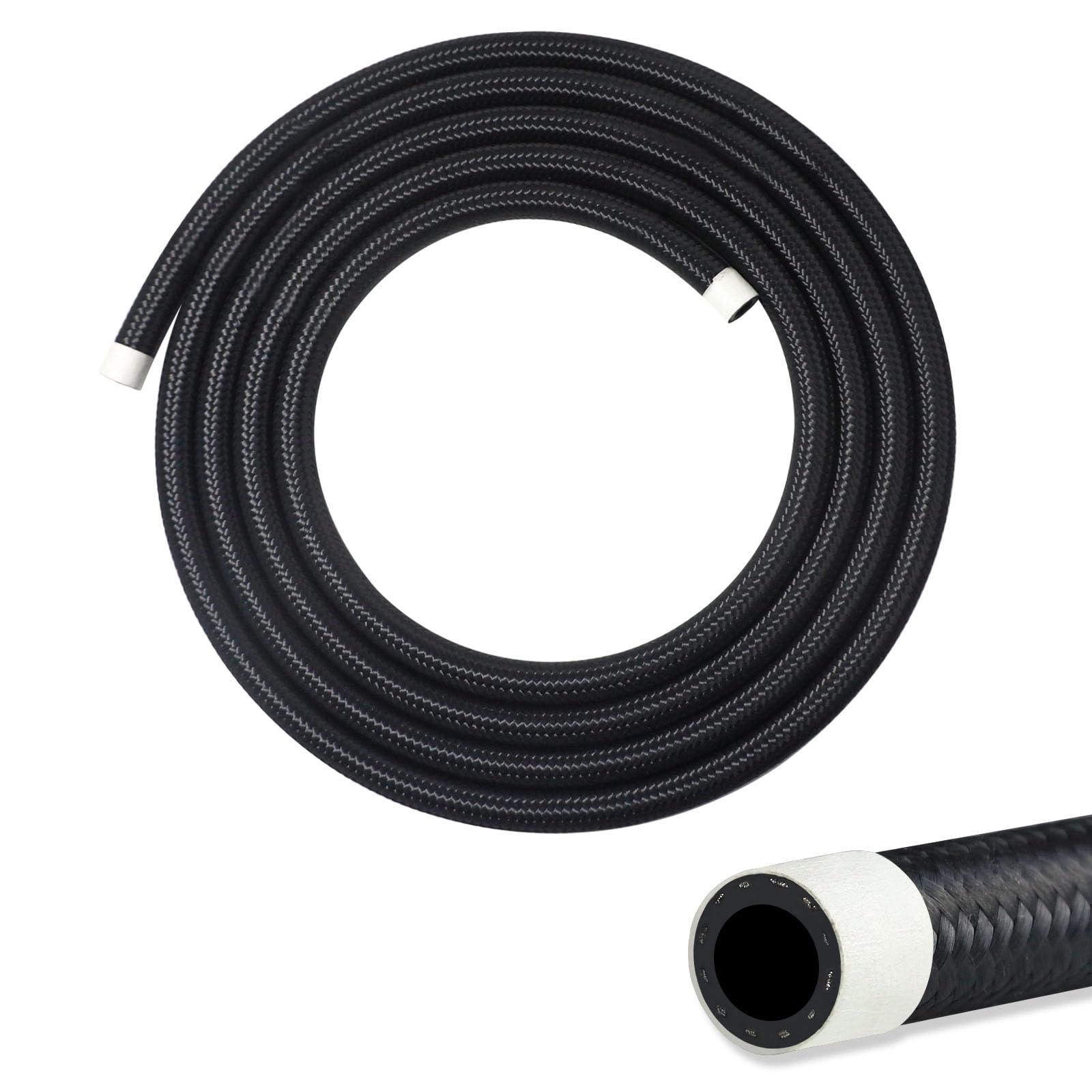 VWTNI 6AN Fuel Line, 6AN CPE Fuel Hose, 3FT Transmission/Oil Cooler Lines, Nylon Braided Fuel Line Hose.