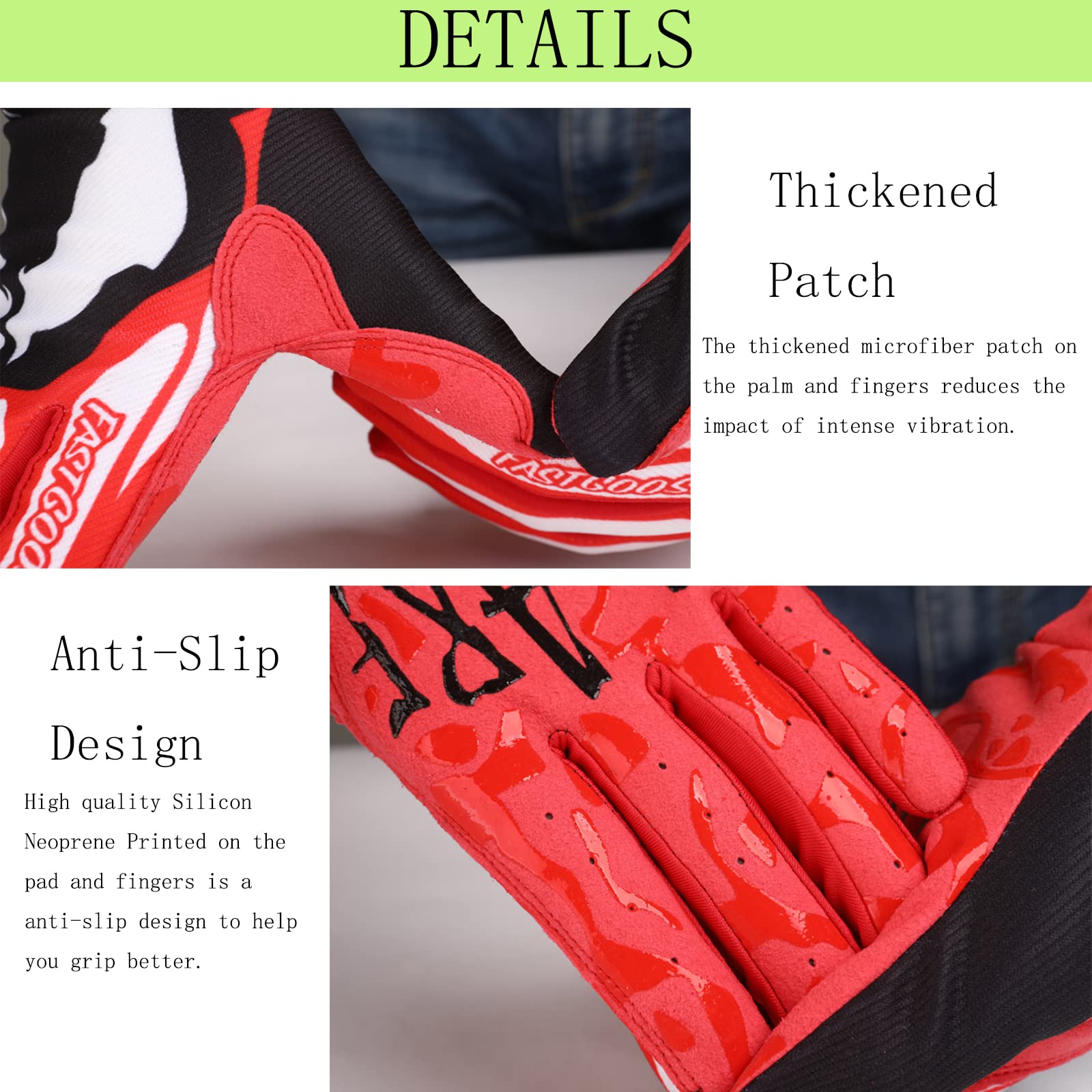 Fastgoose Dirt Bike Motocross Gloves - Motorbike & Atv Off Road Racing Sports Cycling Glove (Red/Black, Medium)