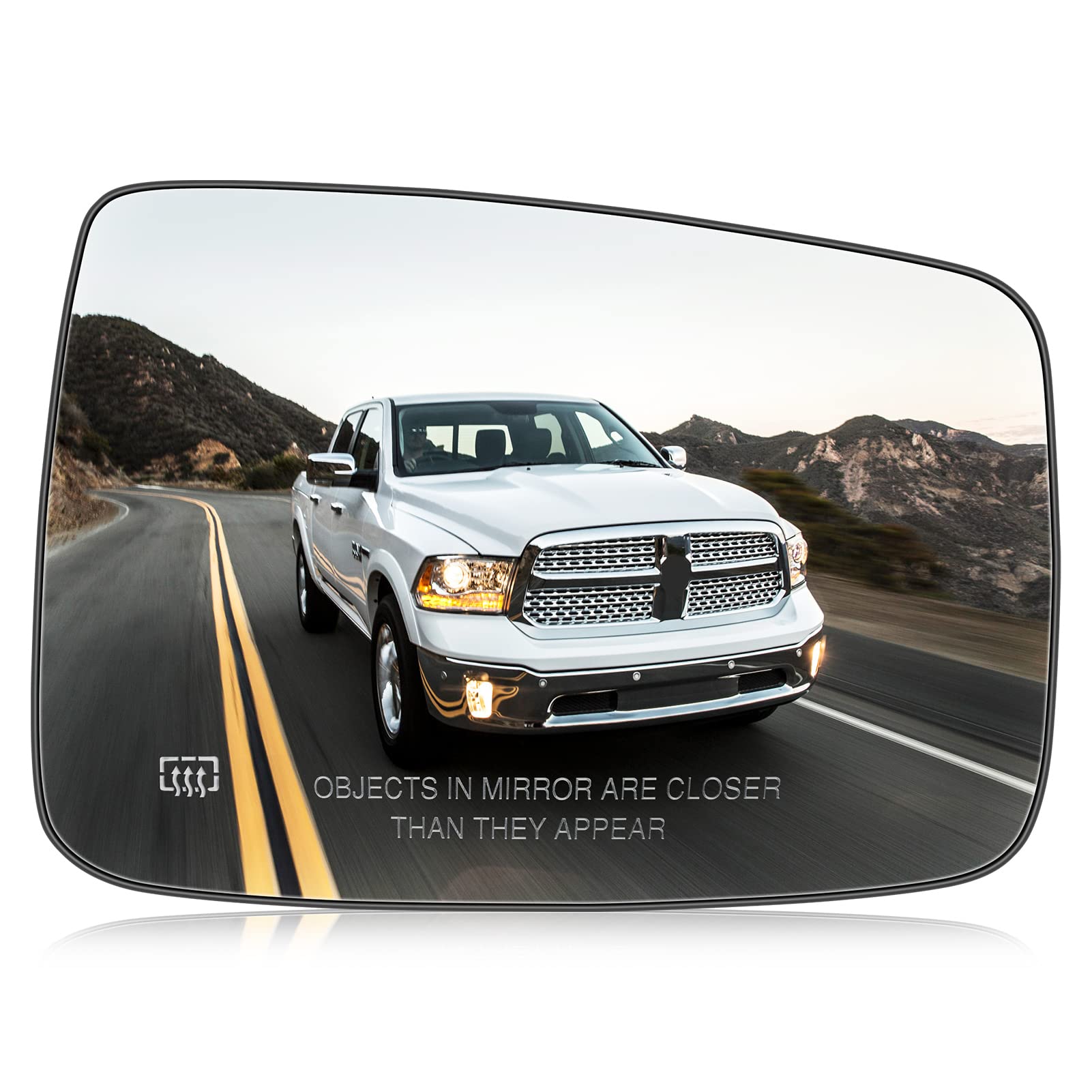 Right Passenger Side Mirror Glass Replacement for 2009 2010 2011 2012 2013 2014 2015 2016 2017 2018 Dodge Ram 1500 2500 Heated M