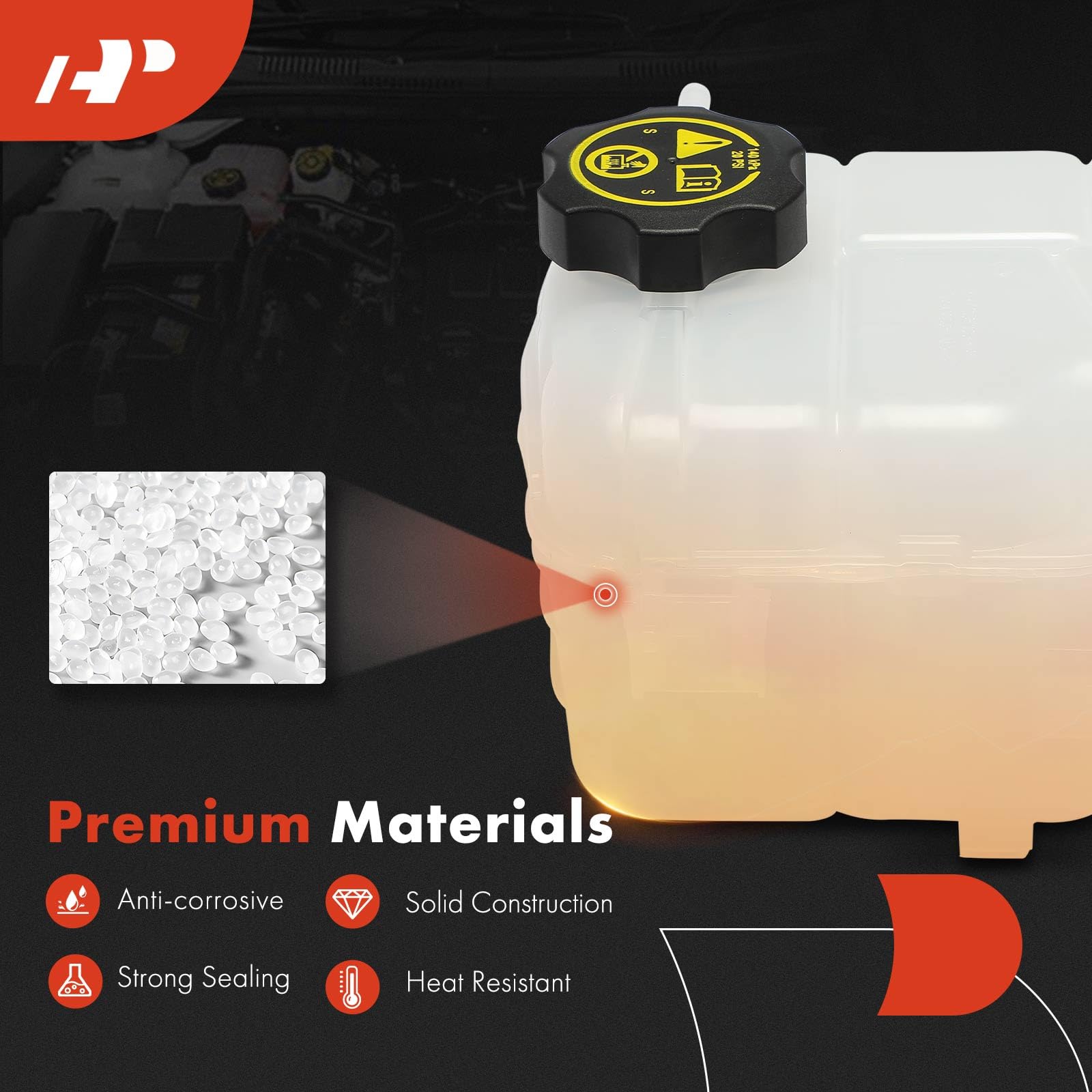 A-Premium Coolant Recovery Overflow Reservoir Tank with Cap for Chevrolet Cruze, Orlando, Buick Cascada & Verano - Plastic, White