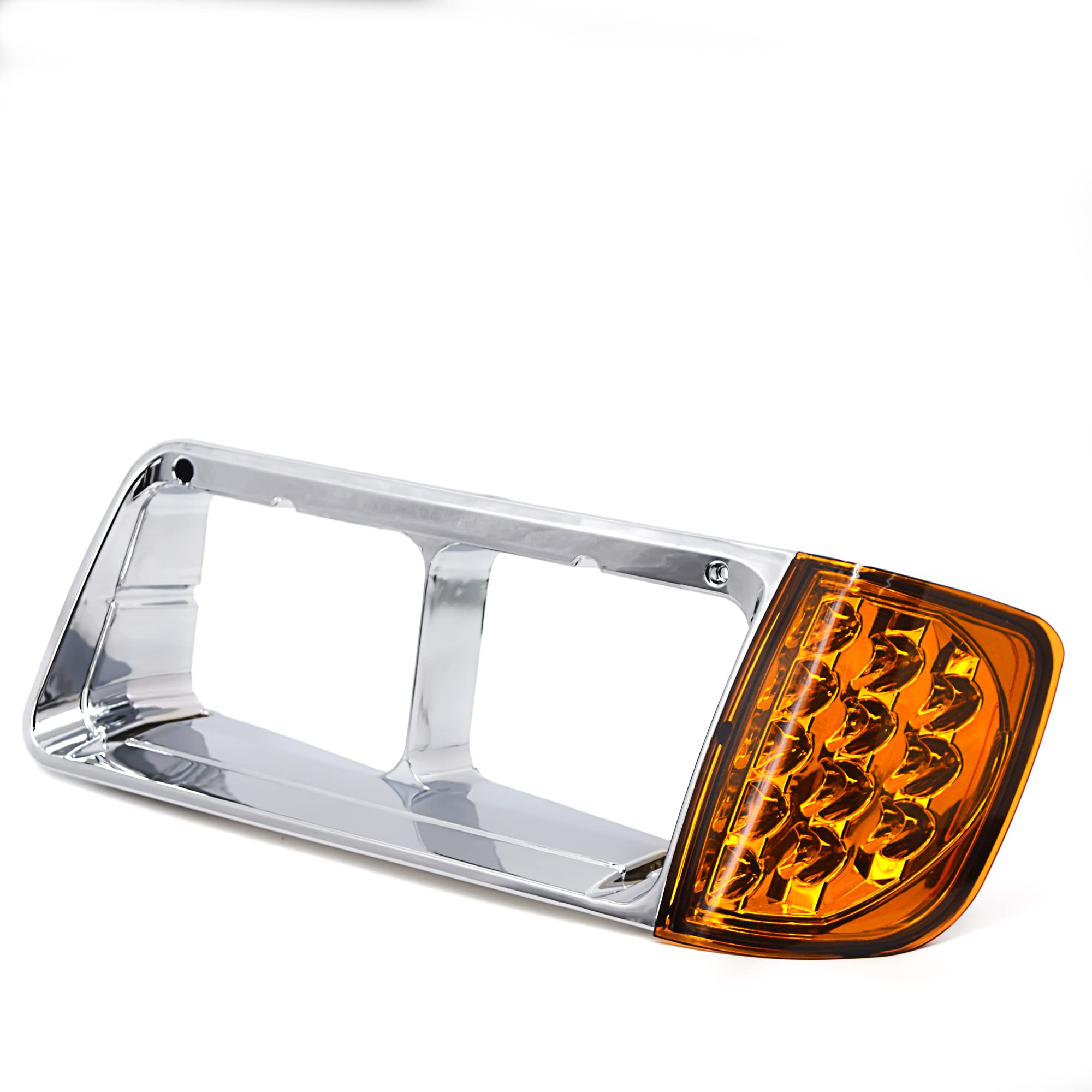 Torque Headlight Bezel Driver Left Side Replacement For 1989-2002 Freightliner Fld Semi Trucks With Amber Led Turn Signal Light