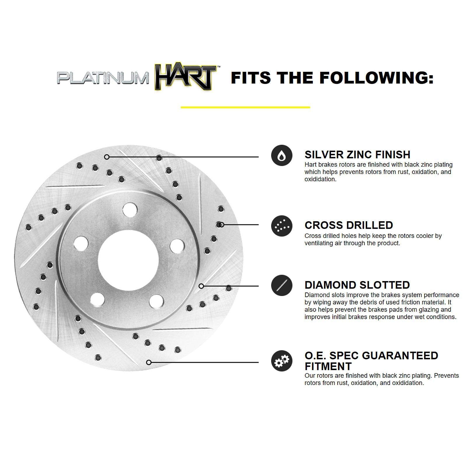 Hart Brakes Rear Brakes And Rotors Kit |Rear Brake Pads| Brake Rotors And Pads| Ceramic Brake Pads And Rotors |Fits 2015-2017 Fo