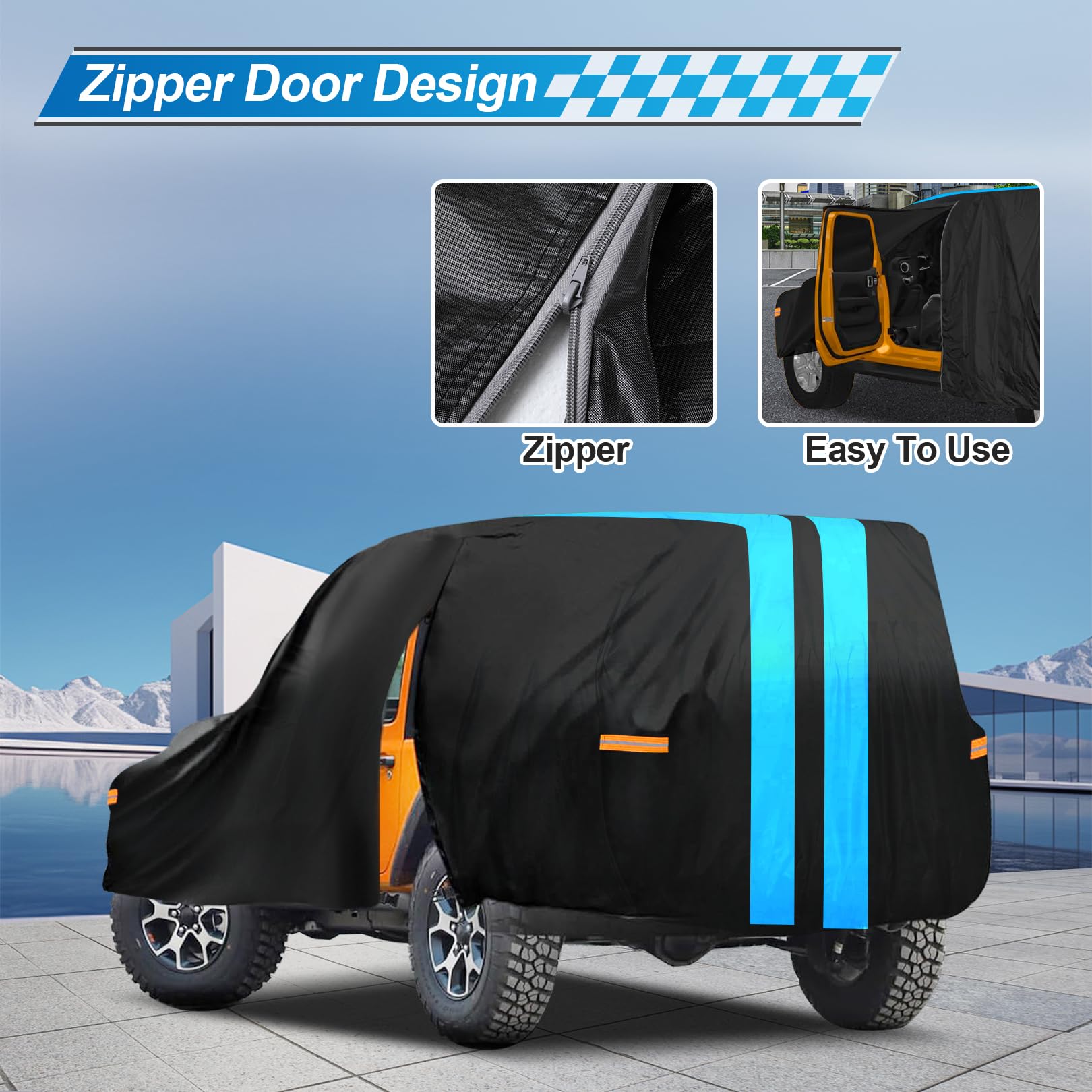 Sailnovo Jeep Wrangler Cover 2 Door Waterproof Jeep Cover For 1987-2023 Jk Jl Cj Yj Tj All Weather Protection Full Car Cover Out
