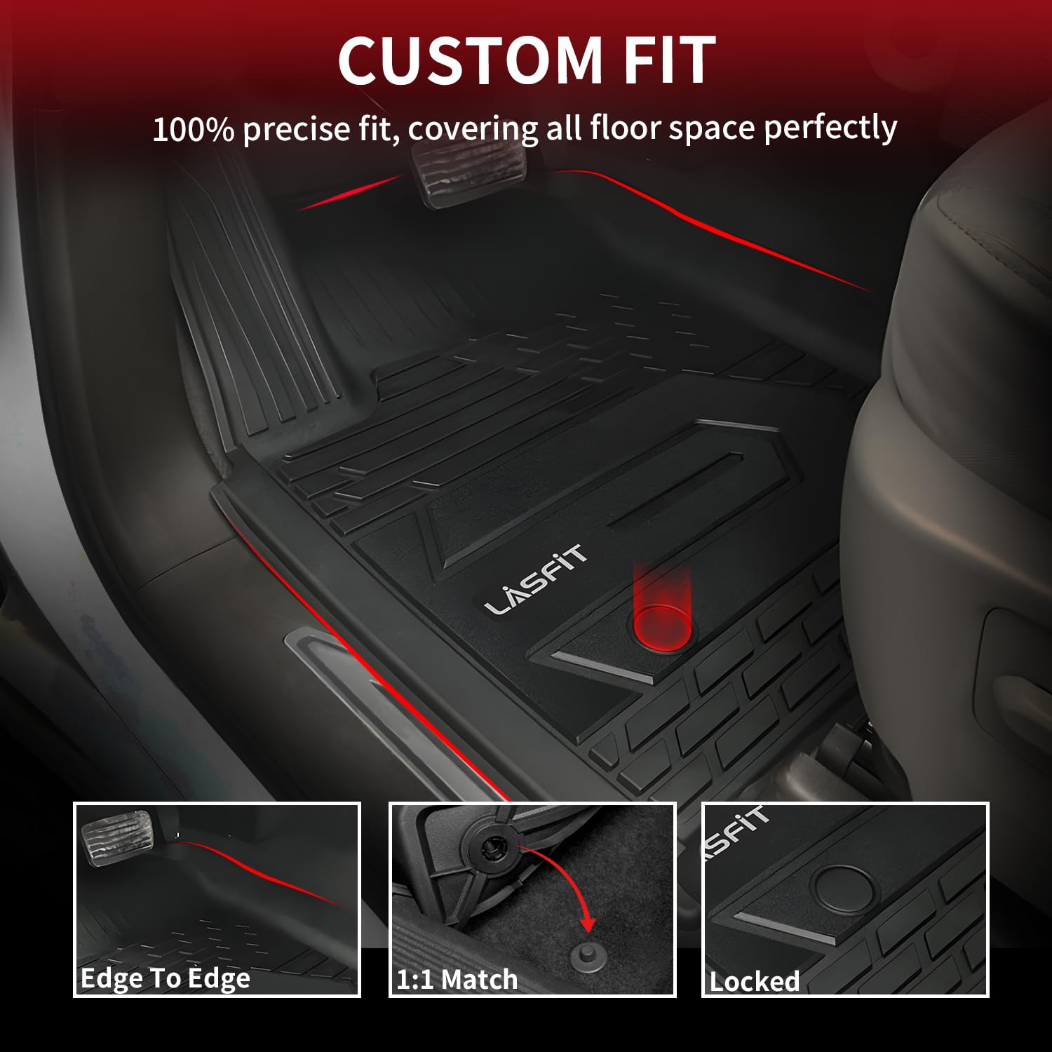 Lasfit Front Floor Mats For Chevrolet Silverado/Gmc Sierra 1500 2019-2025 Crew Cab/Double Cab, Slv/Sra 2500Hd 3500Hd 2020-2025 C