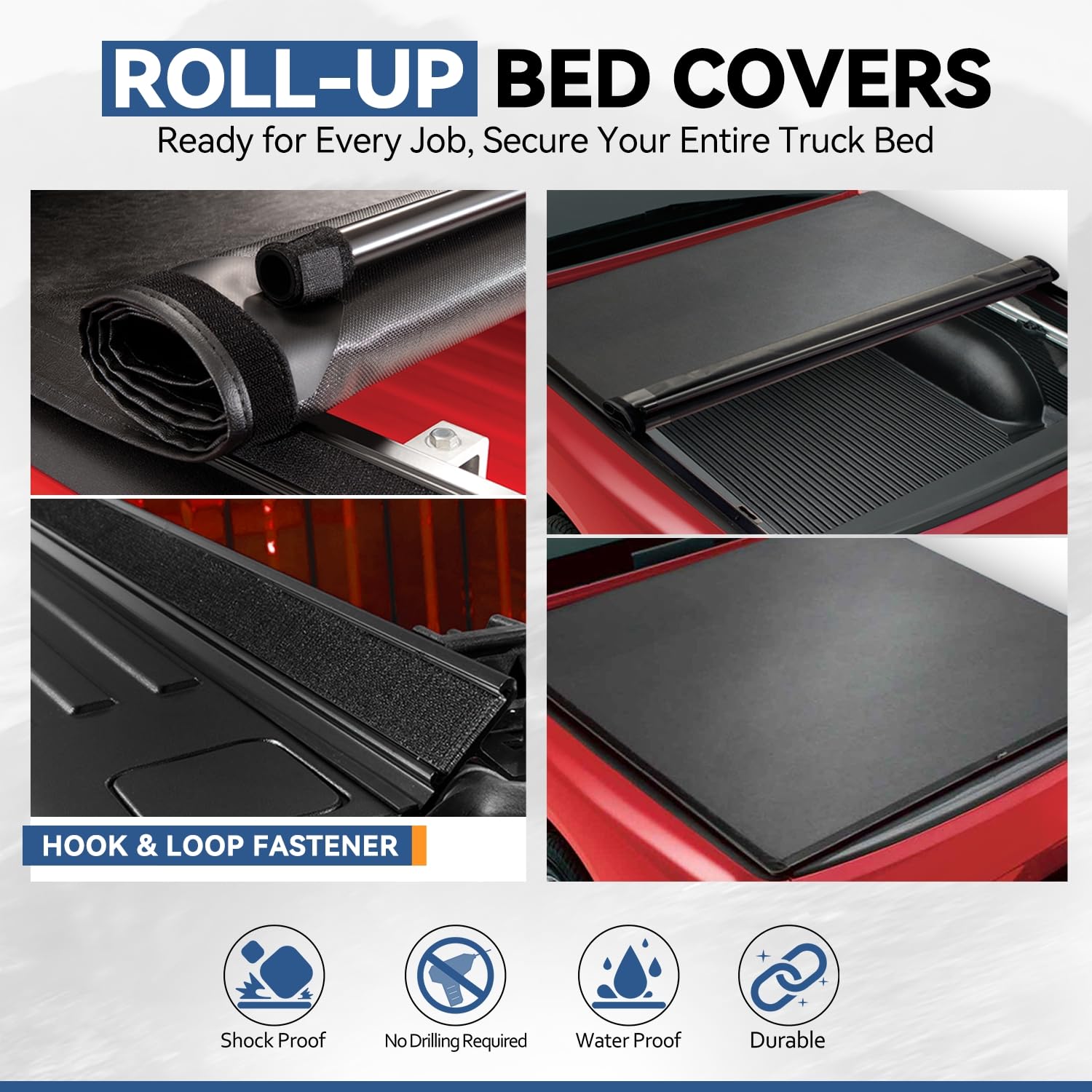 Auto Dynasty Soft Roll-up Tonneau Cover for 07-14 Chevy Silverado/GMC Sierra 1500/2500HD, 6.5Ft Bed, Matte Black Vinyl