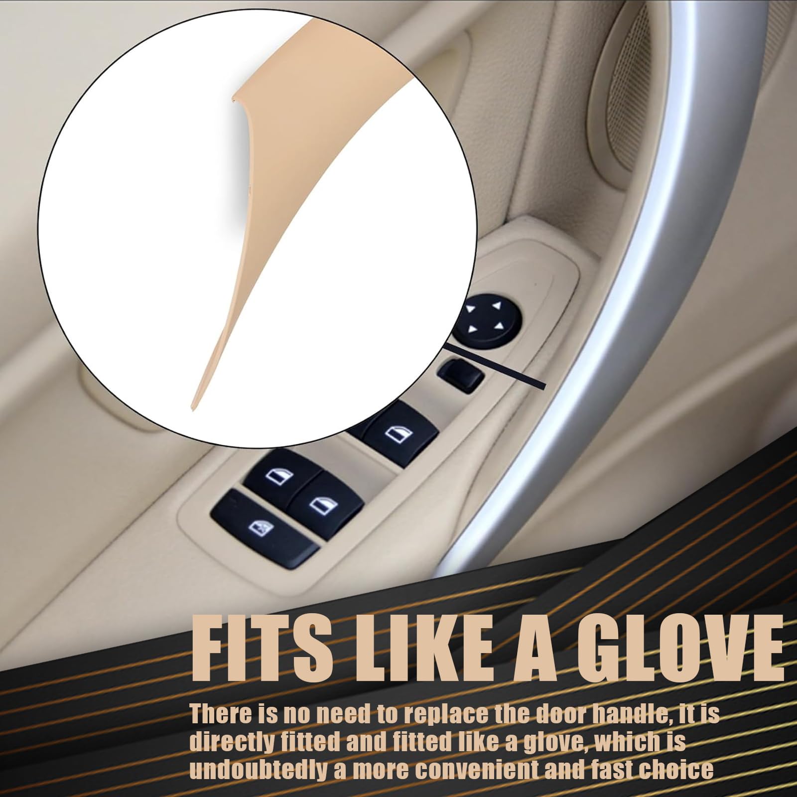 WEILEITE Door Pull Handle Cover for BMW F30/F31/F34/F80 & F32/F33/F36, Beige, Left & Right Front, Poly Material, Replace 51417279311