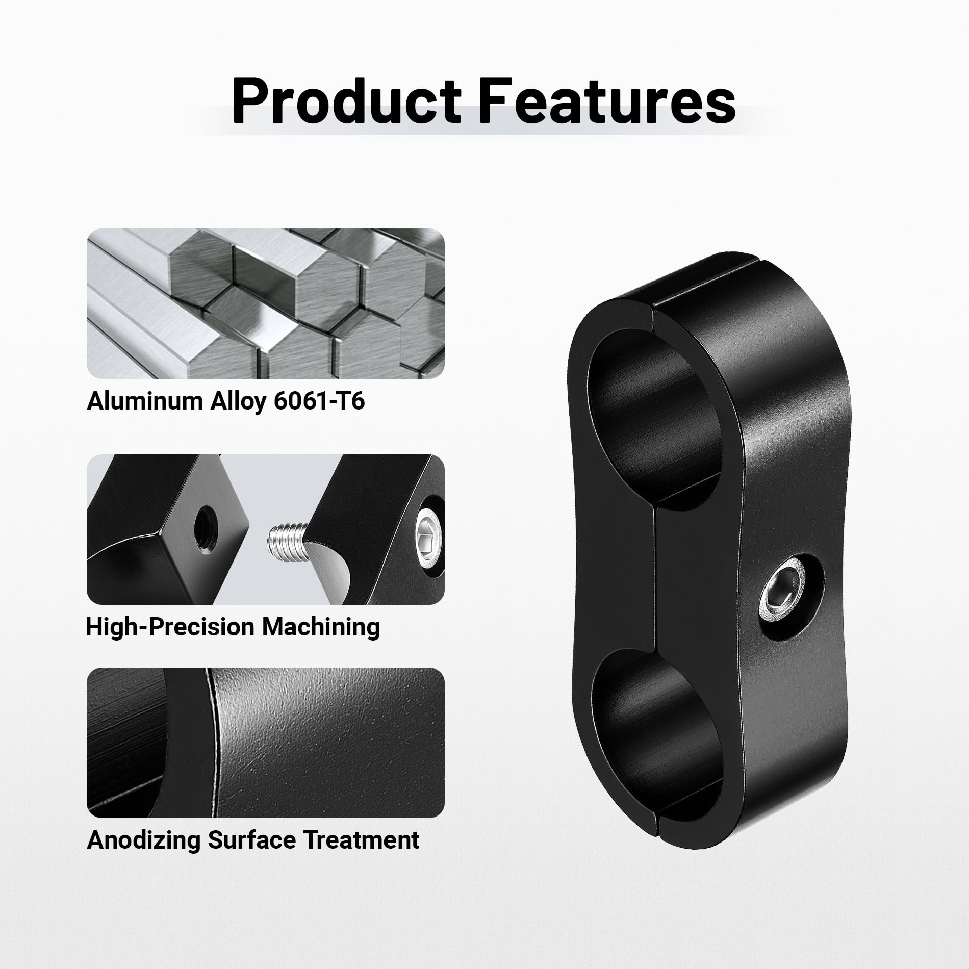 Evil Energy 8An Hose Separator Clamp, An8 Fuel Line Mounting Clamp Aluminum Black 10Pcs