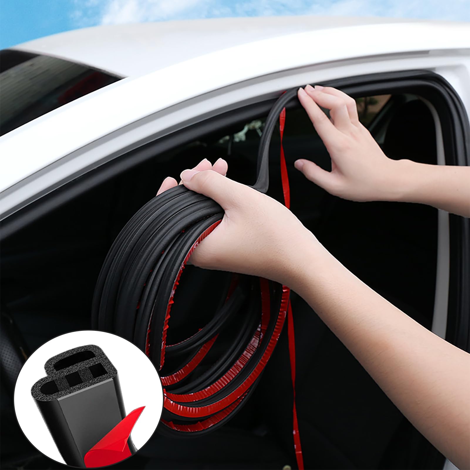 Dotaatdw Car Door Seal Strip 32.8Ft Automotive Weather Stripping Double Layer L Shape Universal Self Adhesive Auto Door Soundpro