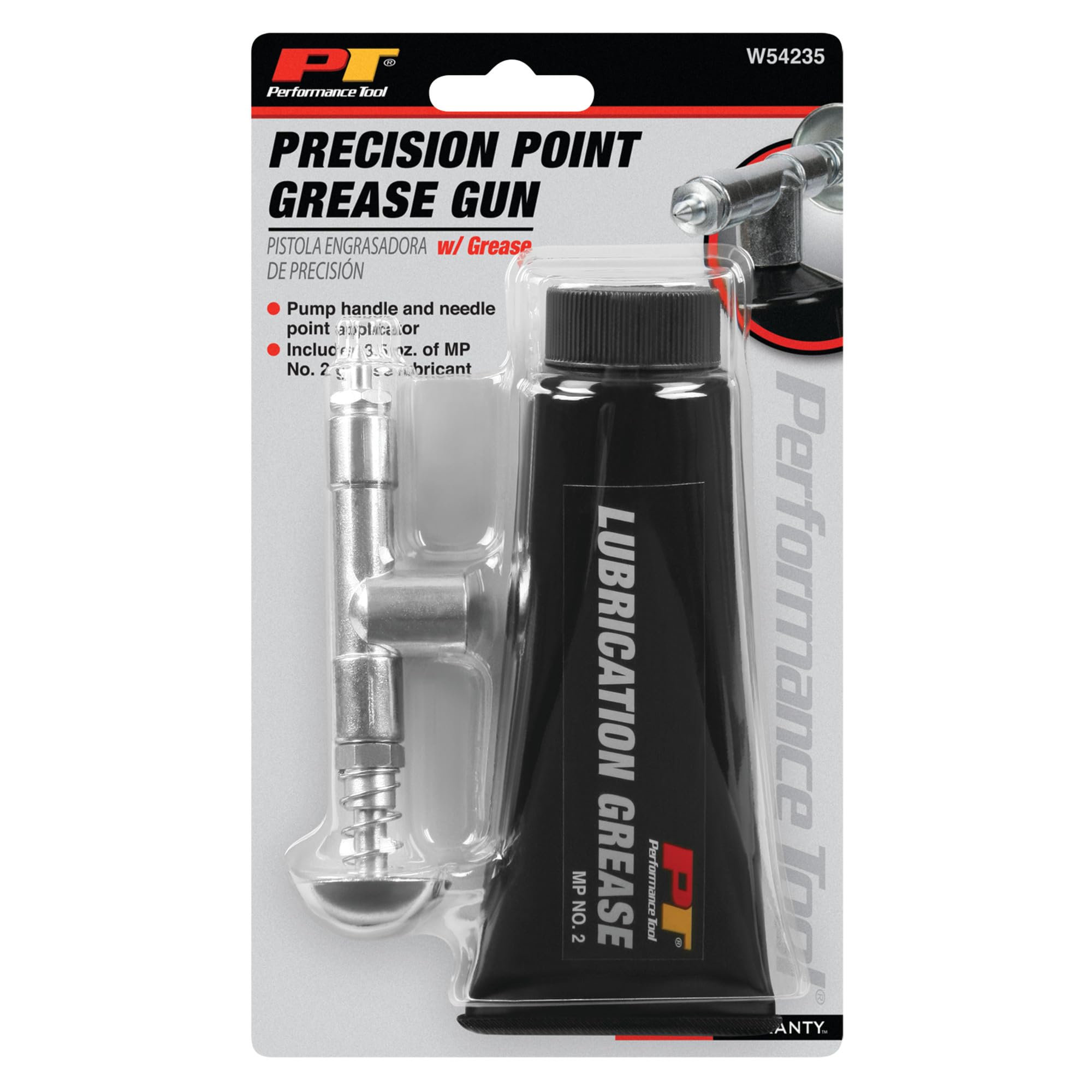 Performance Tool W54235 Precision Point Grease Gun With Grease For Maintenance Work In Garages And Workshops, Black, 3.5 Oz