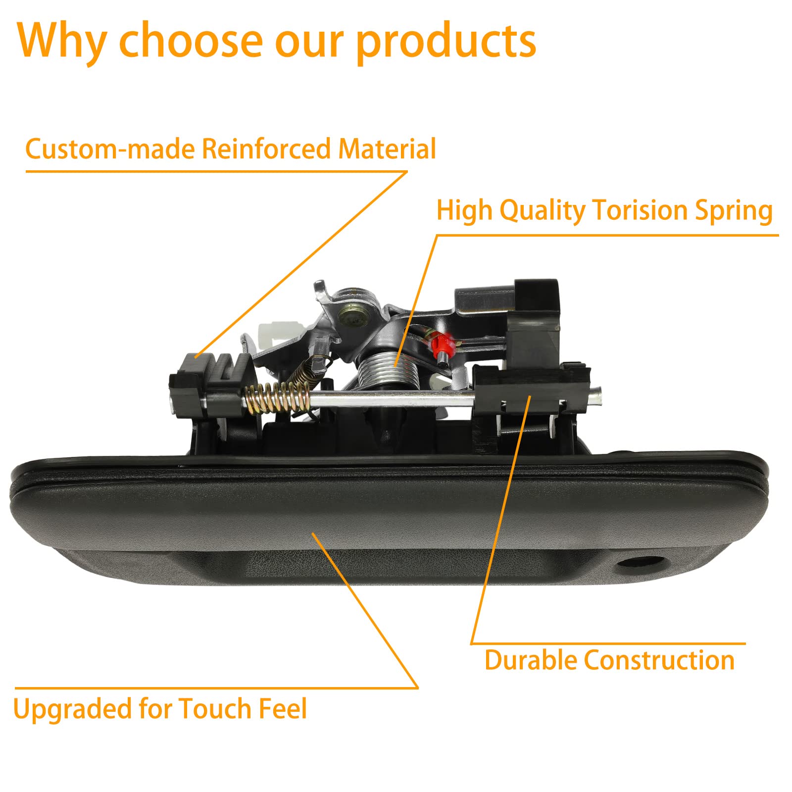 Tailgate Door Handle, Compatible with 2004-2012 Chevy Colorado & GMC Canyon & Isuzu i-280 / i-290 / i-350 / i-370, Exterior Rear