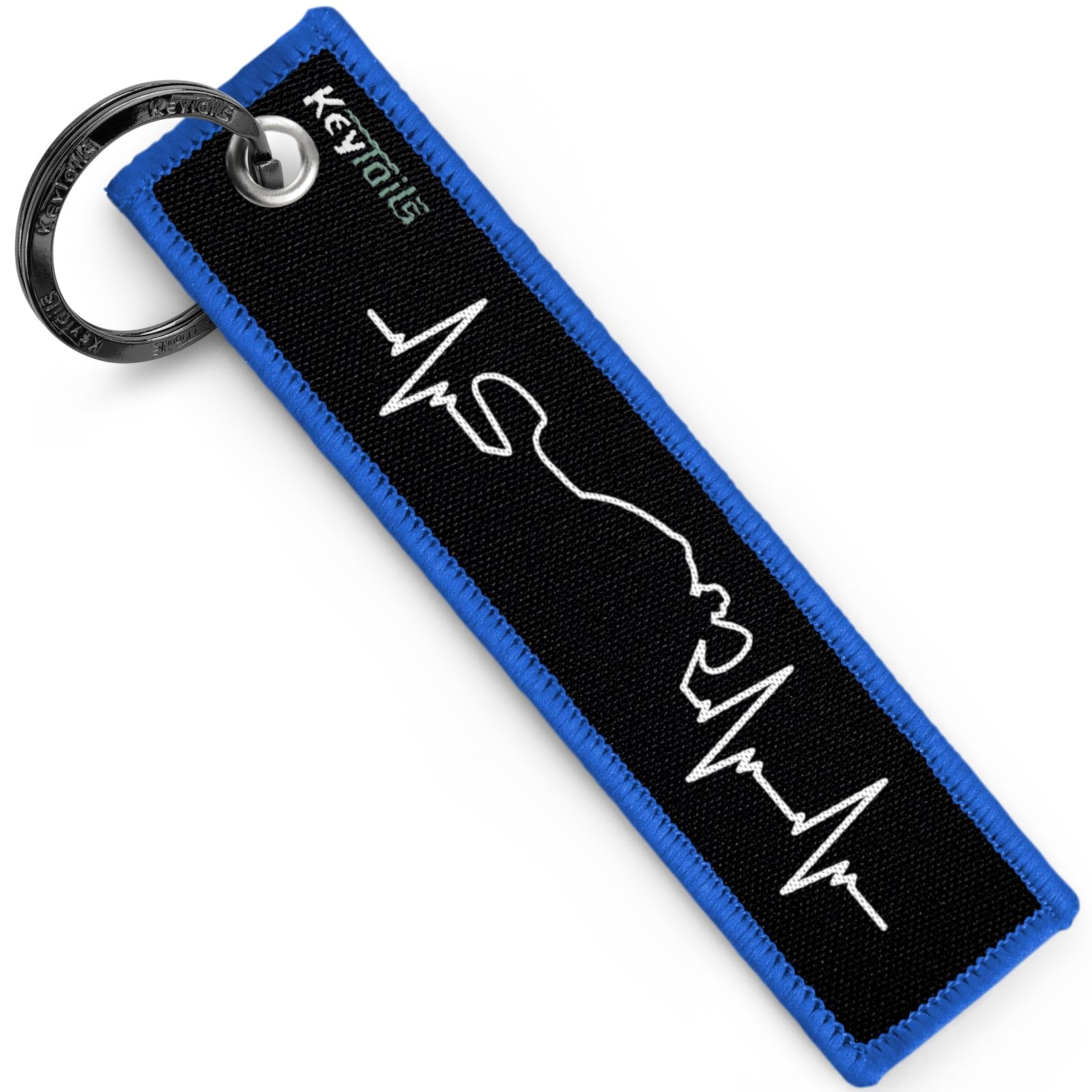 Keytails Keychains, Premium Quality Key Tag For Motorcycle, Car, Scooter, Atv, Utv [Custom, Cafe Racer - Heartbeat]