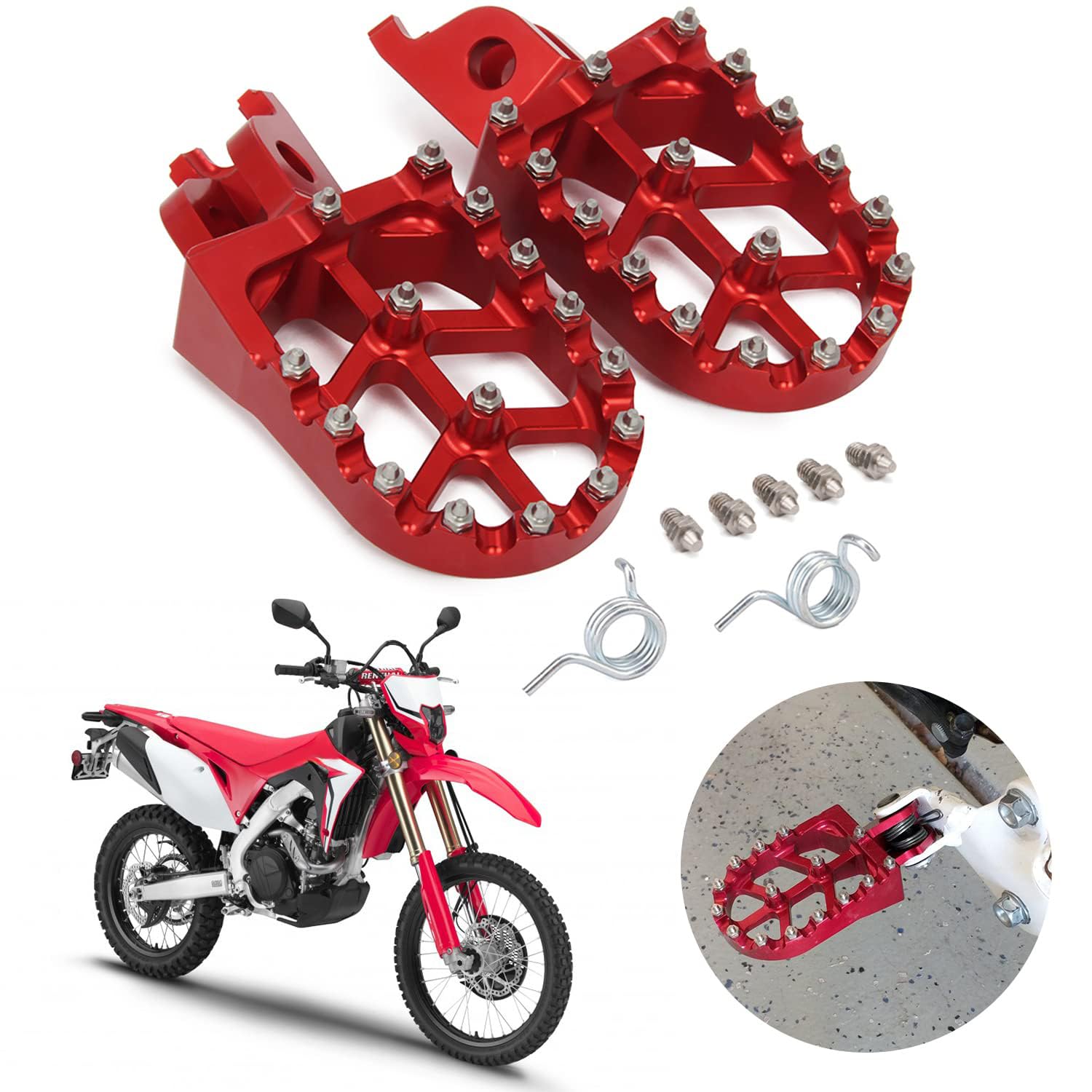 JFG RACING Dirt Bike Foot Pegs Motorcycle Footpegs Foot Pedals Rests CNC For CRF150R 07-23 CRF250R 04-23 CRF450R 02-23 CRF250L 1