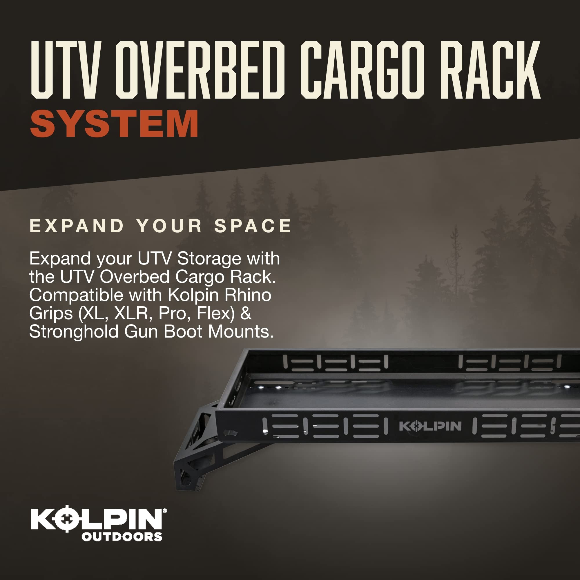 Kolpin UTV Overbed Cargo Rack, Full Size, Metal, Black, Model 53450