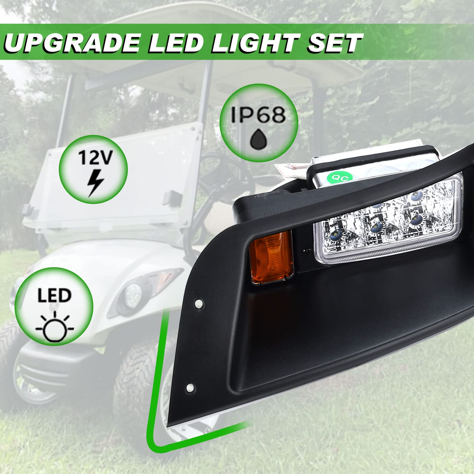 Lochnchn Led Headlight Tail Light Kit Compatible With Ezgo Txt Golf Carts 1996-2013 Street Legal Headlights Kit Tail Light Kit A