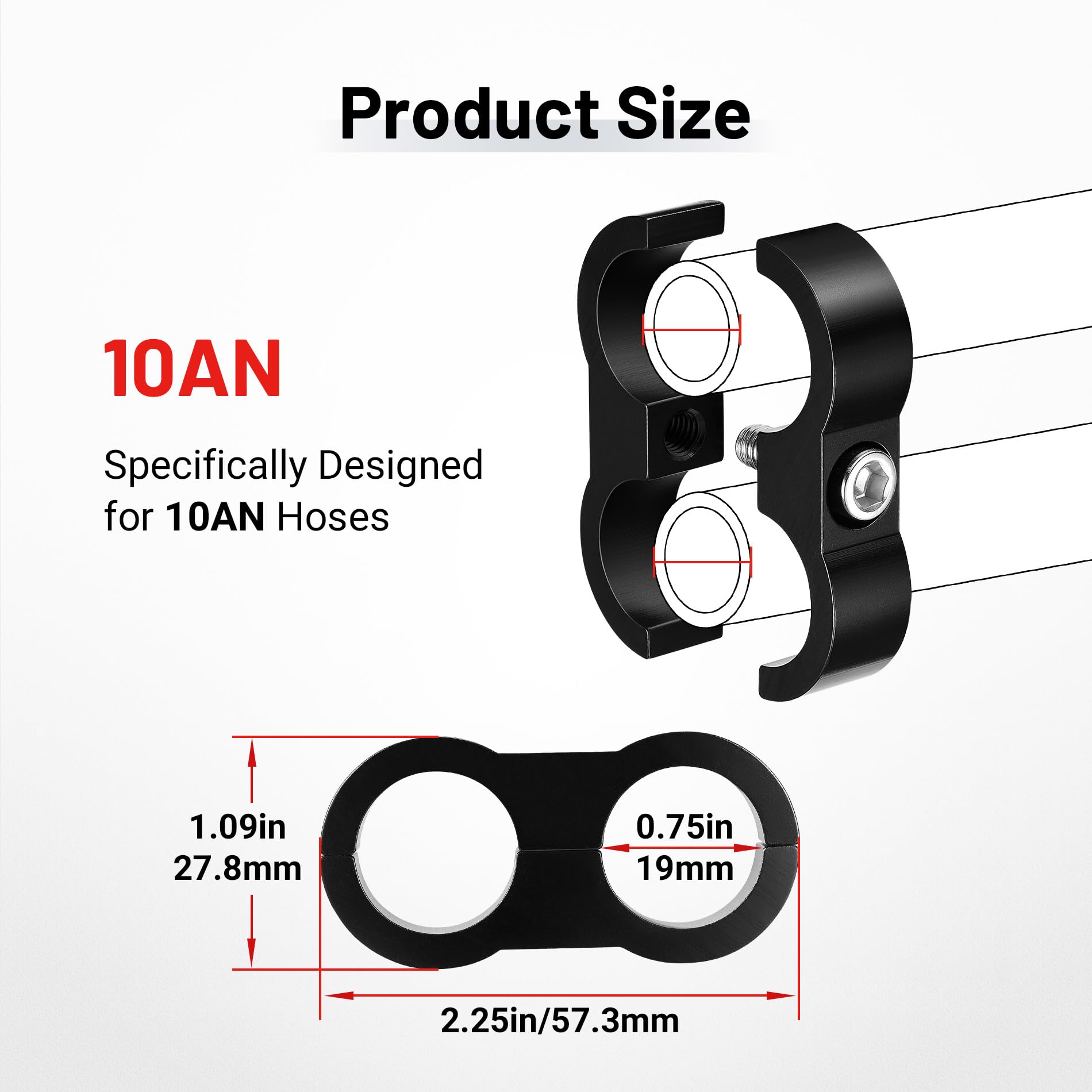 EVIL ENERGY Hose Separator Clamp,Fuel Line Mounting Clamp Aluminum Black (8, AN10)