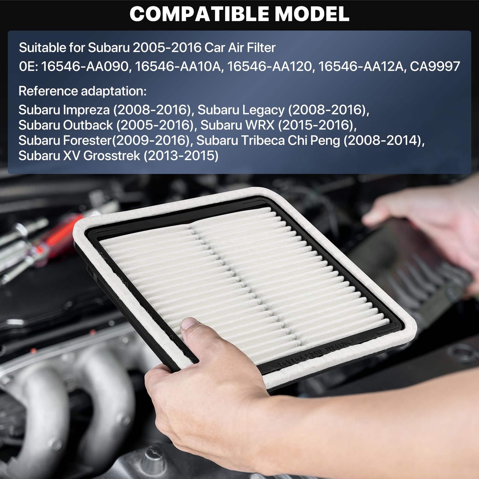 Wisamic Engine Air Filter Compatible With Subaru: Outback(2005-2018), Forester(2009-2018), Legacy(2008-2018), Wrx(2015-2018), Xv Crosstrek (2013-2015), Tribeca(2006-2014), Wm997, Replace Ca9997