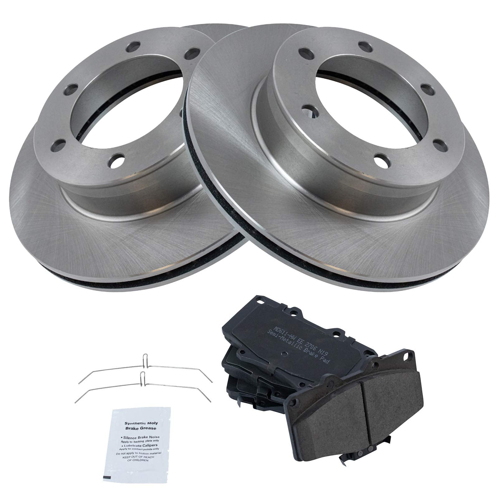 Trq Front Brake Pad & Rotor Kit Brake Pads Brake Rotor Semi-Metallic Compatible With 1996-2000 Toyota 4Runner