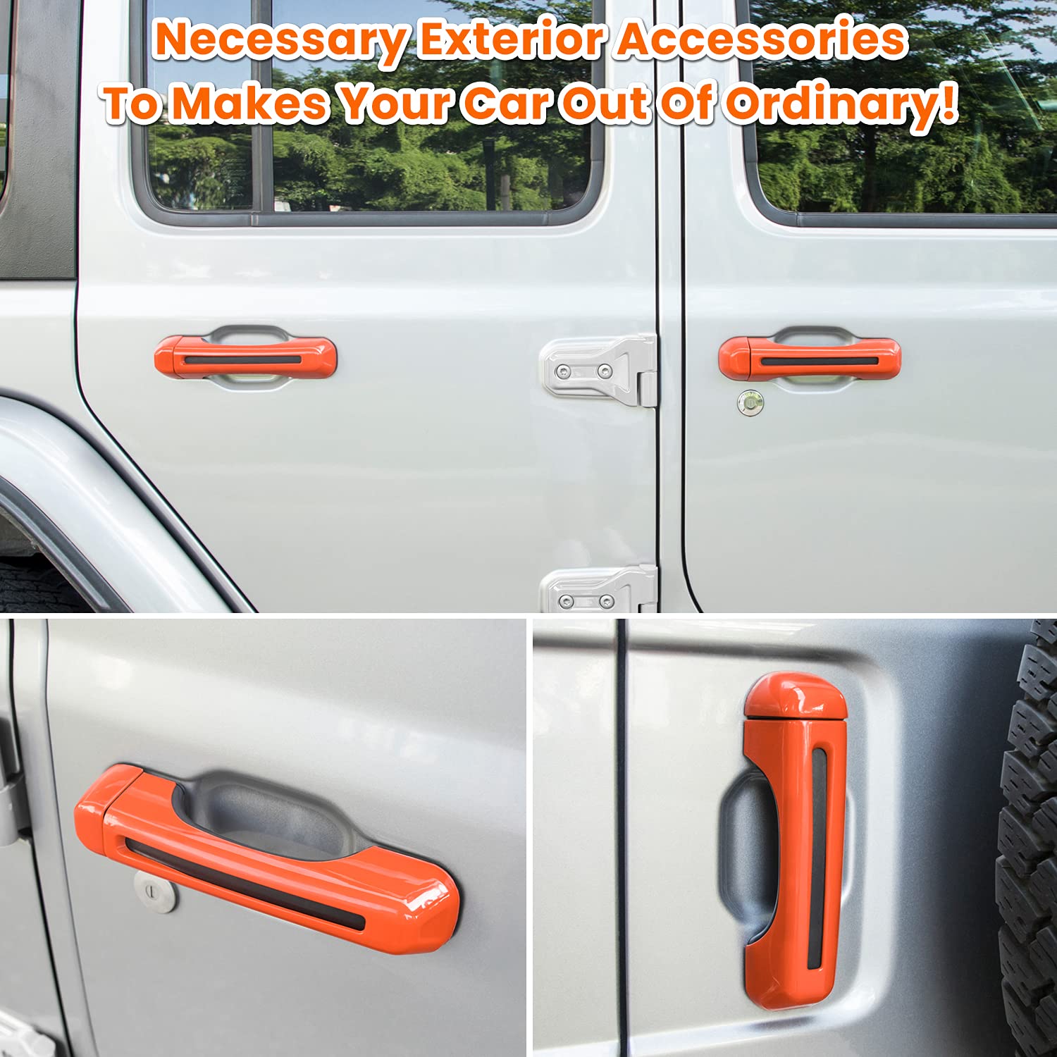 Door Handle Inserts Cover Trim+Tailgate Handle Cover for 2018-2024 Jeep Wrangler JL JLU Sports Sahara Freedom Rubicon Unlimited