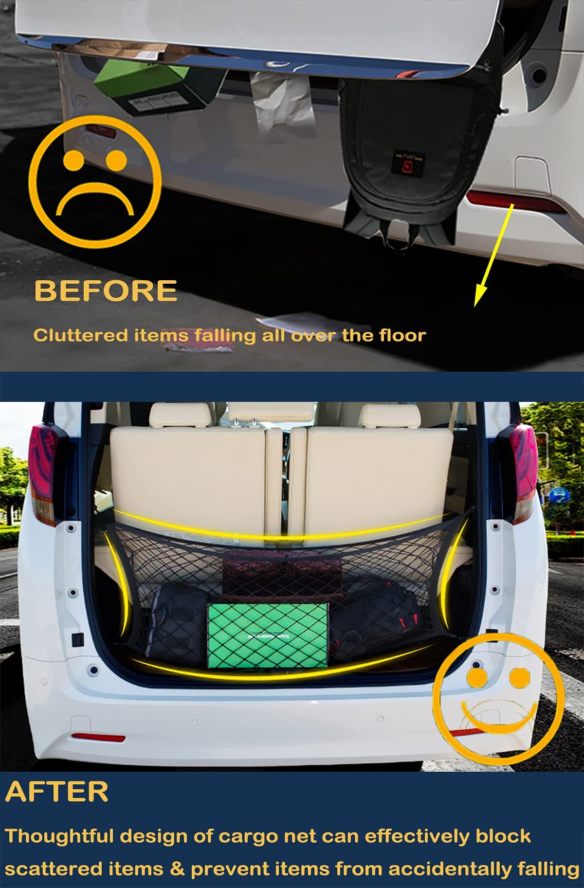 Envelope Style Trunk Cargo Net Compatible With Jeep Grand Cherokee New 2025 2024 2023 2022, Grand Cherokee L 2025 2024 2023 2022