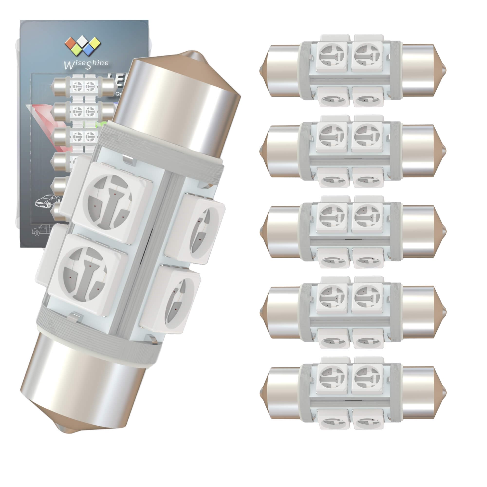 Wiseshine DC 24V 36mm Festoon 6411 LED Bulb,C5W LED Bulbs Red 6418 DE3425 for Marine Boat Truck Interior Door Cargo Lights (Pack