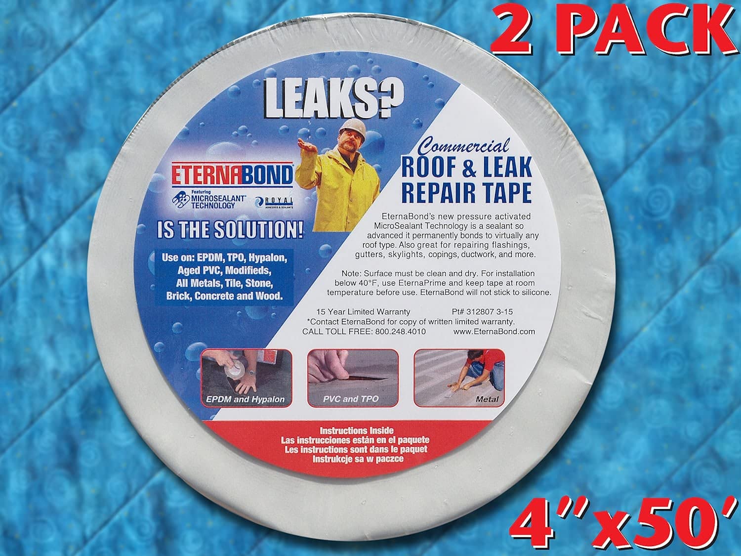 Eternabond Rsw-4-50 Roofseal Sealant Tape, White - 4' X50' - Pack Of 2