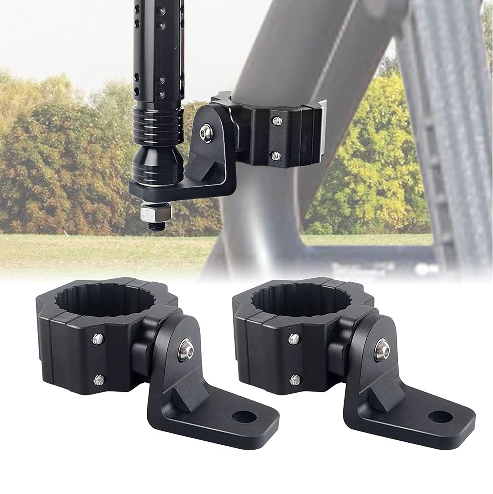 2 PCS UTV Flag Mount/ UTV Whip Mount for 1.75 & 2 Roll Cage Compatible with Can Am X3 Polaris RZR 900 1000 XP Pro Turbo Can Am M