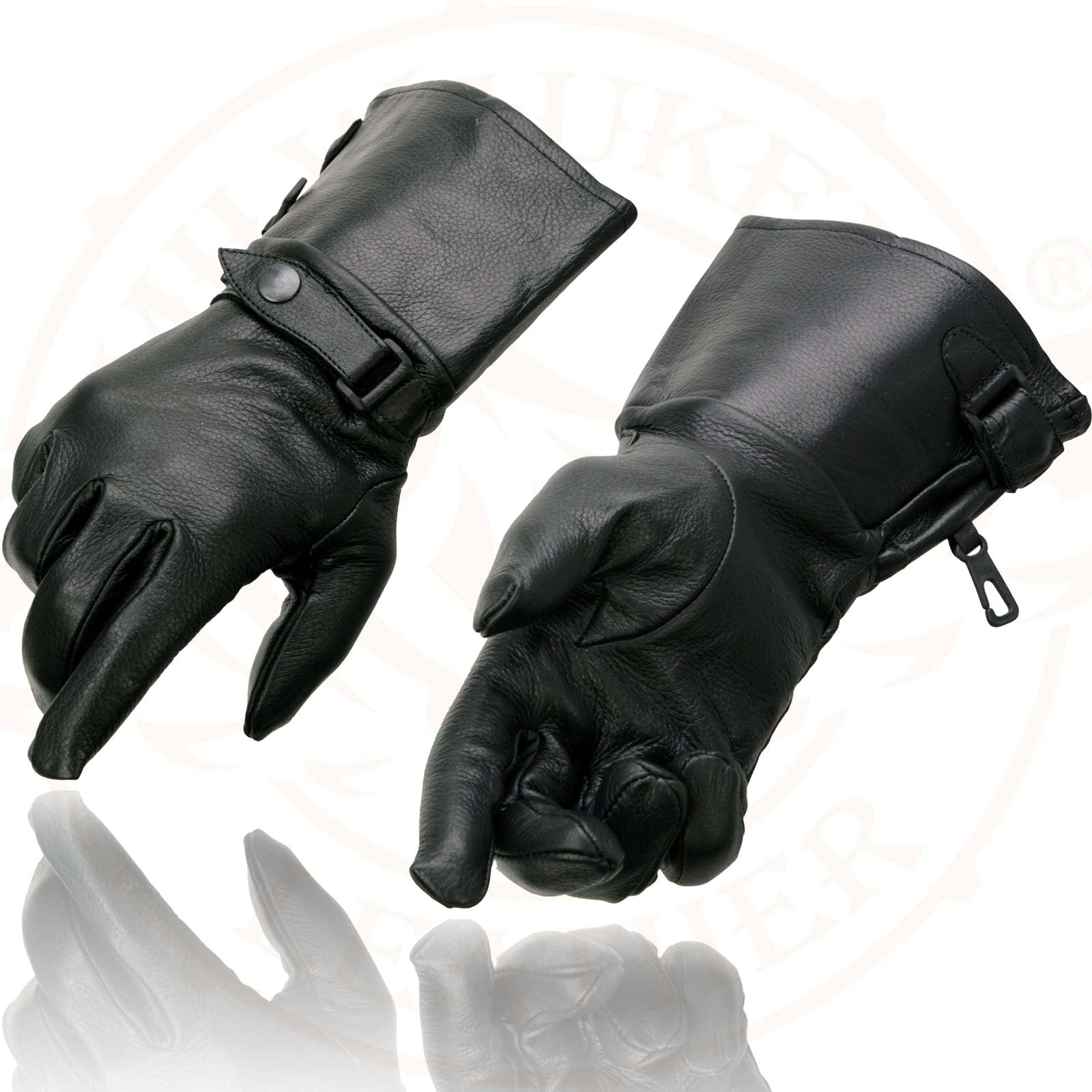 Milwaukee Leather Men's Gauntlet Motorcycle Hand Gloves-Black Leather Long Cuff Snap Closure Thermal Lined-SH264-3X-Large